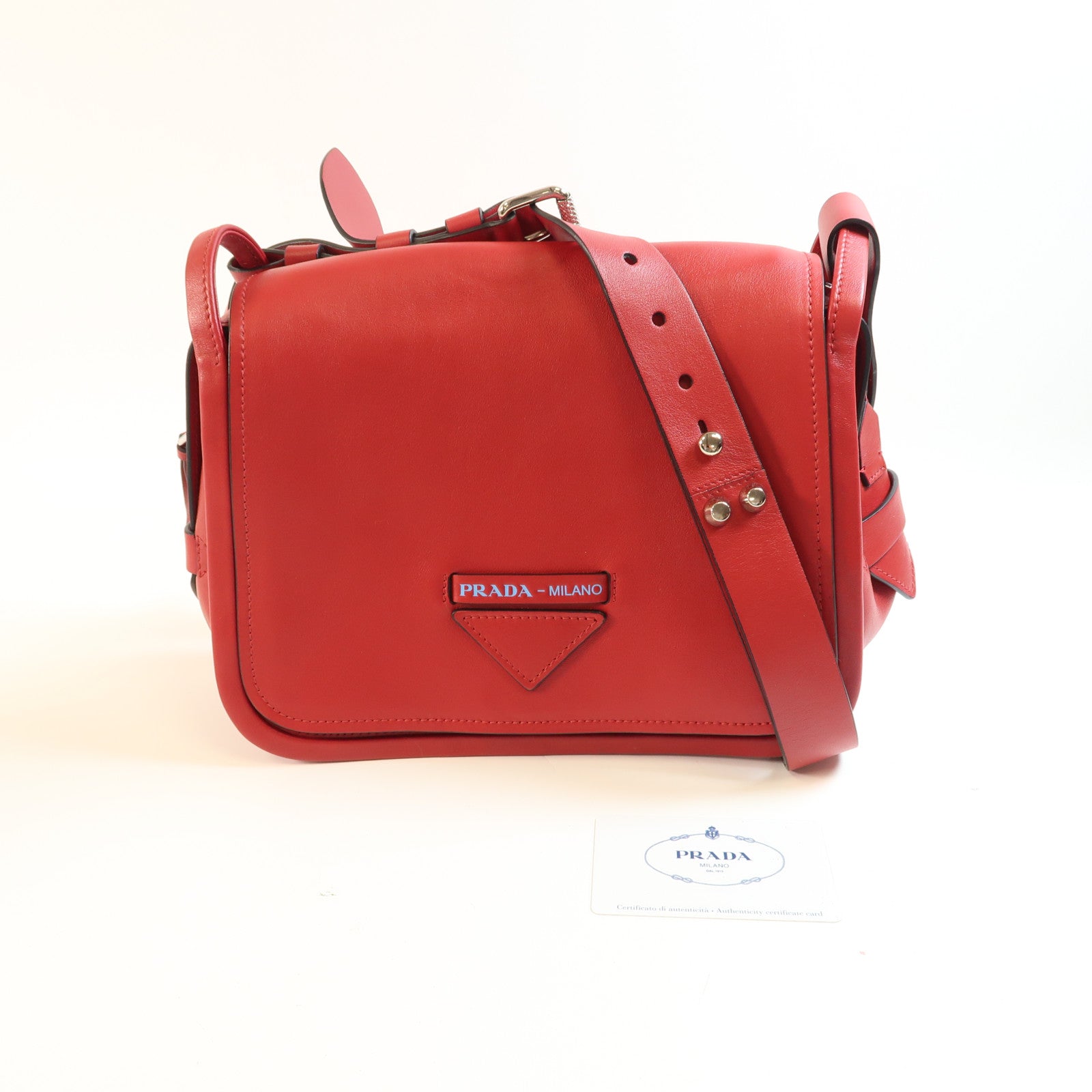 PRADA 牛皮皮革Etiquette Bag金扣肩背袋