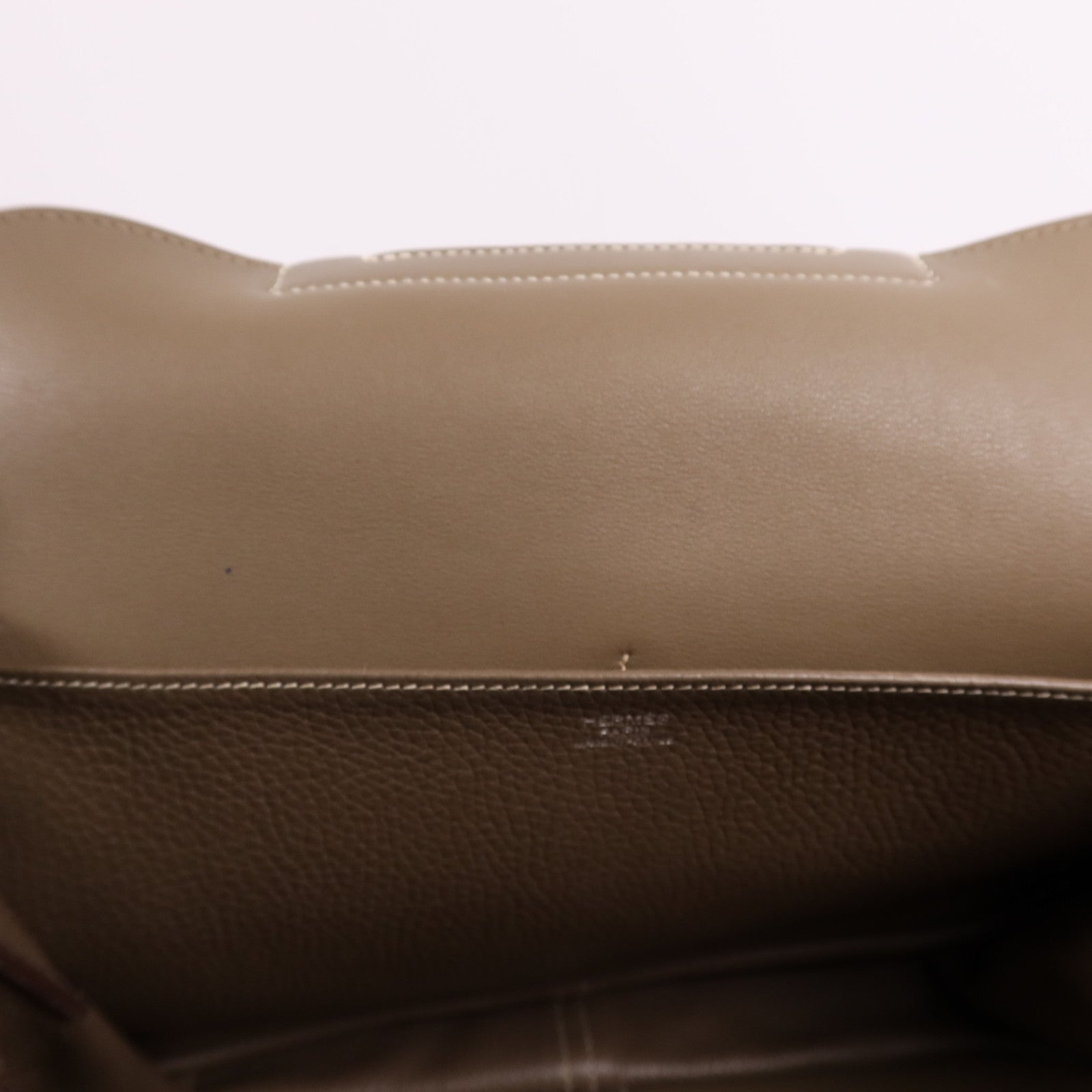 HERMES Clemence皮革Halzan 31銀扣手挽肩背兩用袋Etoupe