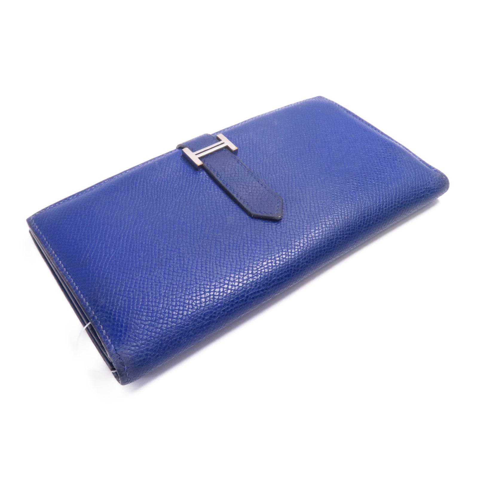 HERMES 【激減優惠】Epsom皮革Bearn Long Wallet銀扣長錢包Bleu Electrique