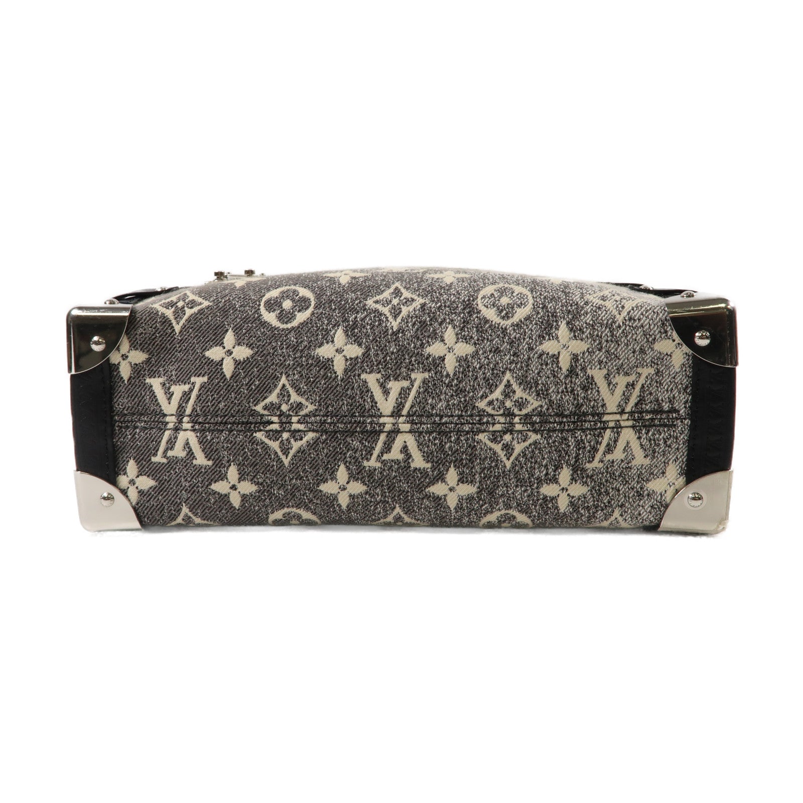 LOUIS VUITTON Monogram Jacquard Denim Side Trunk銀扣手挽肩背兩用袋黑色