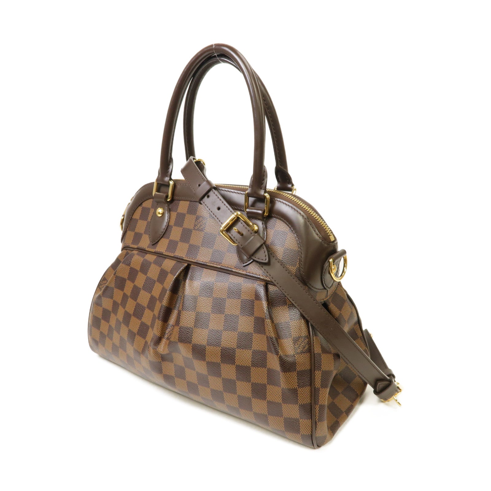 LOUIS VUITTON 【激減優惠】Damier Trevi PM金扣手挽肩背兩用袋棕色