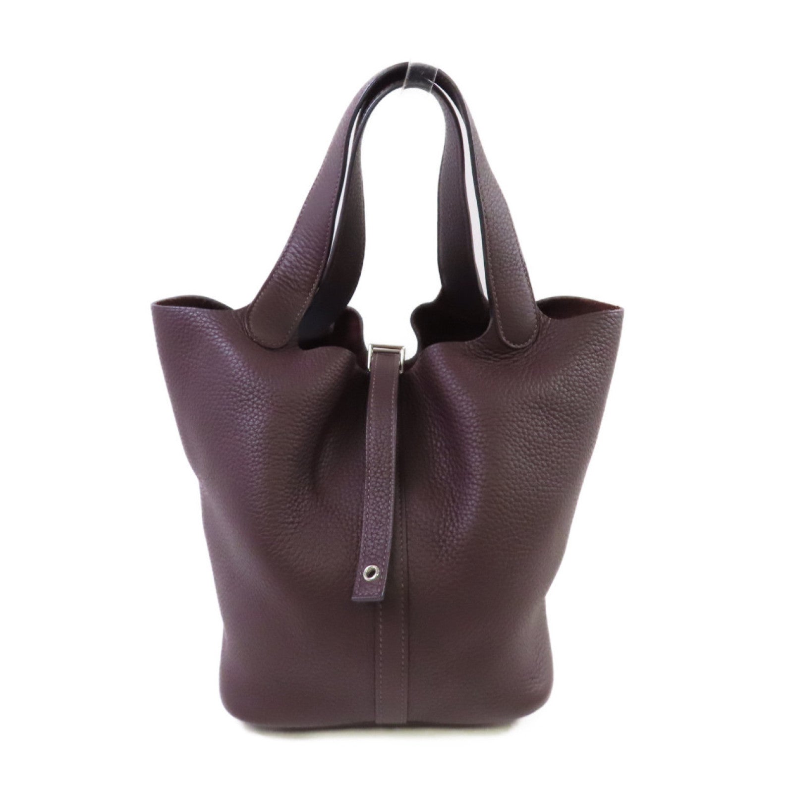 HERMES Clemence皮革Picotin MM Tote Bag銀扣手挽袋Rouge Sellier/馬鞍紅色