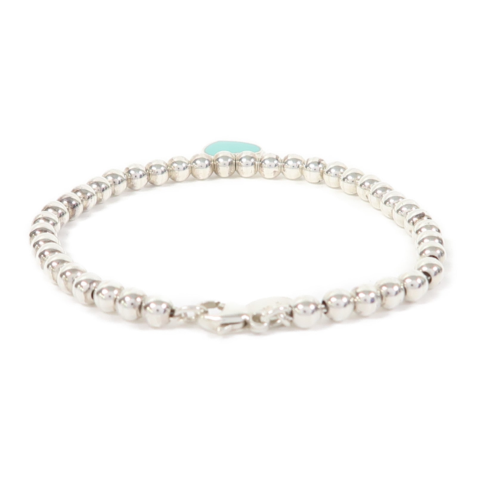 TIFFANY＆CO 925純銀Heart Tag Bead Bracelet手鏈