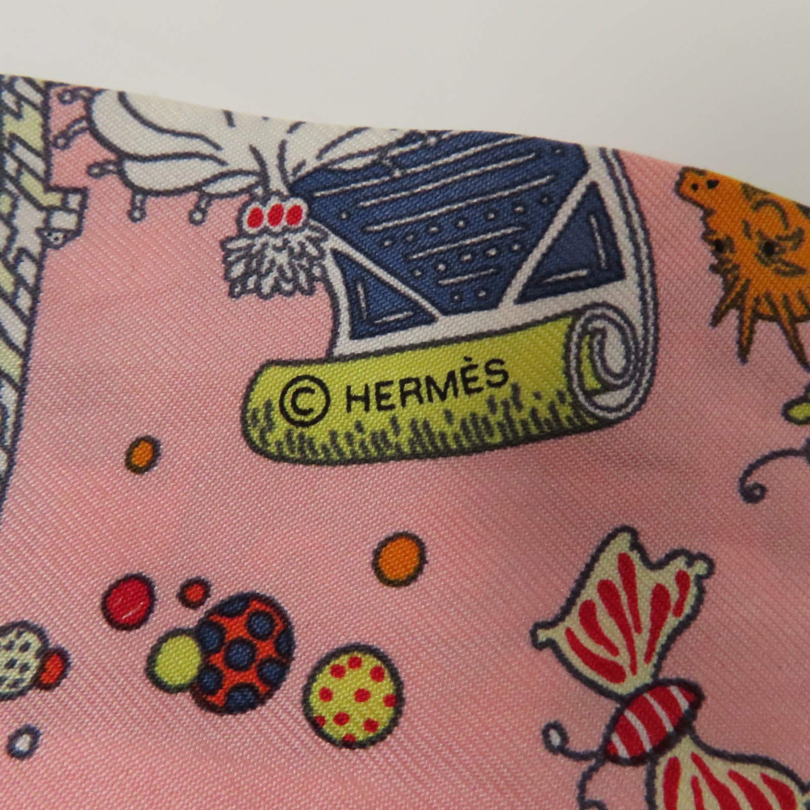 HERMES 絲質Twilly絲巾粉紅色