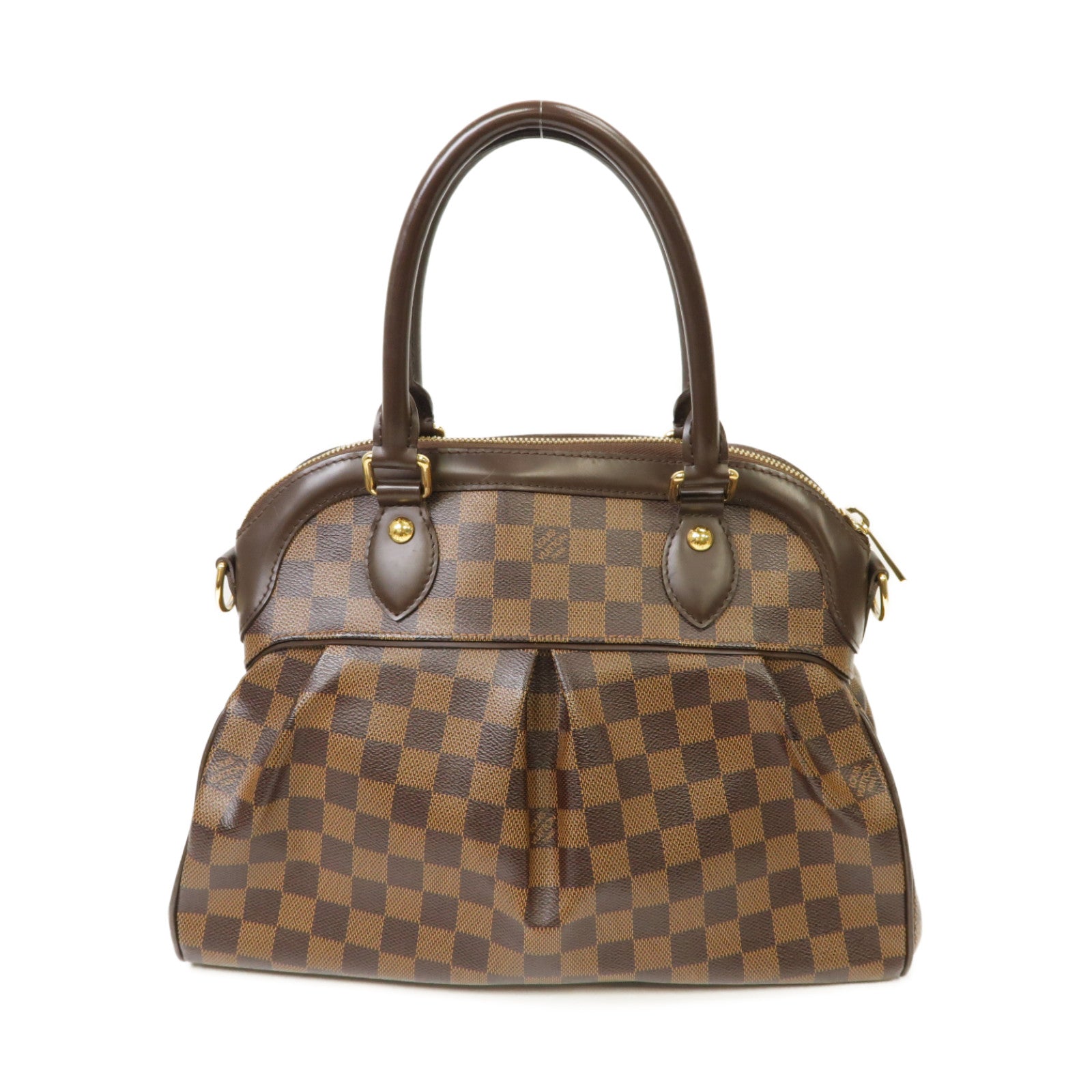 LOUIS VUITTON 【激減優惠】Damier Trevi PM金扣手挽肩背兩用袋棕色