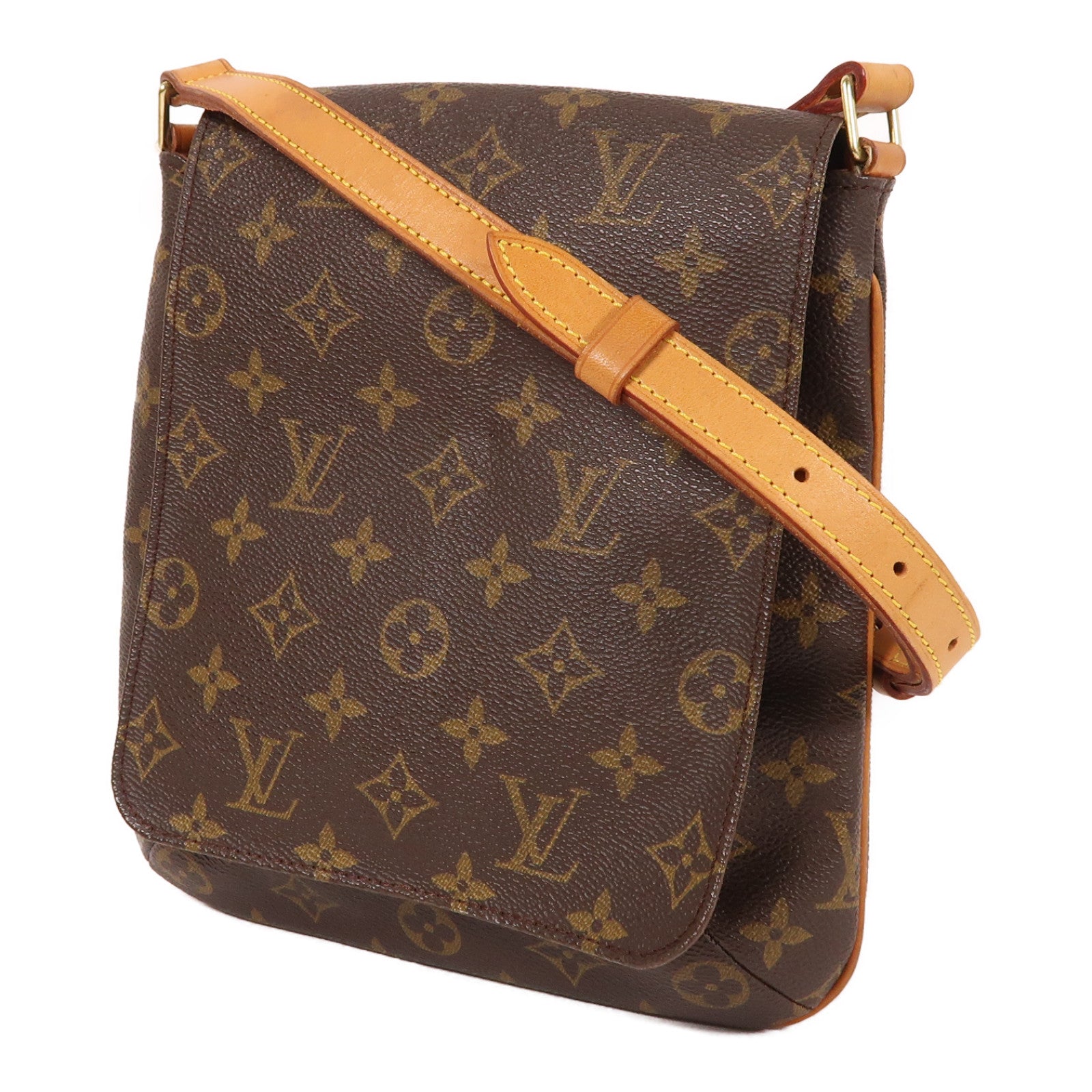 LOUIS VUITTON Monogram Musette Salsa金扣肩背袋棕色