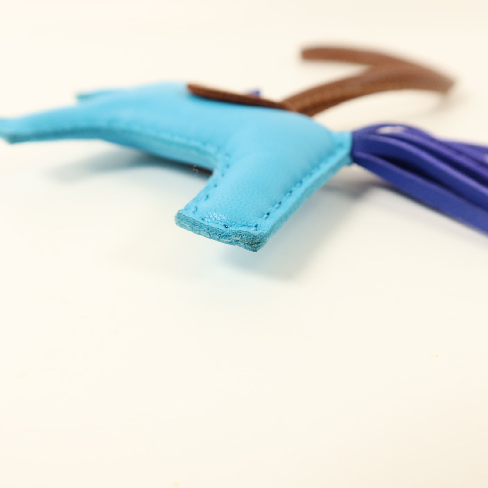 HERMES Milo皮革Rodeo PM掛飾Bleu Azteque/Bleu Electrique/Fauve