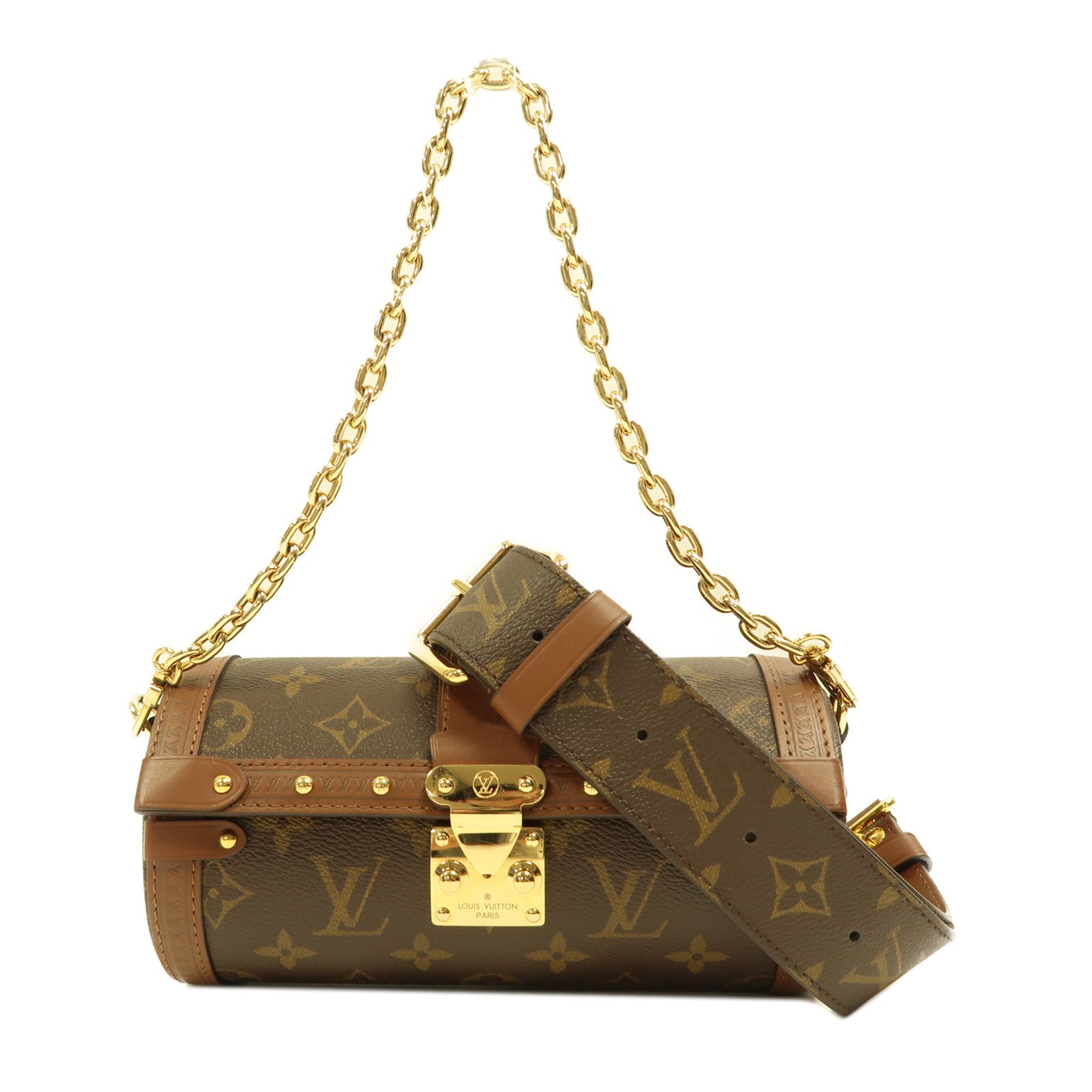 LOUIS VUITTON Monogram Papillon Trunk金扣手挽肩背兩用袋棕色