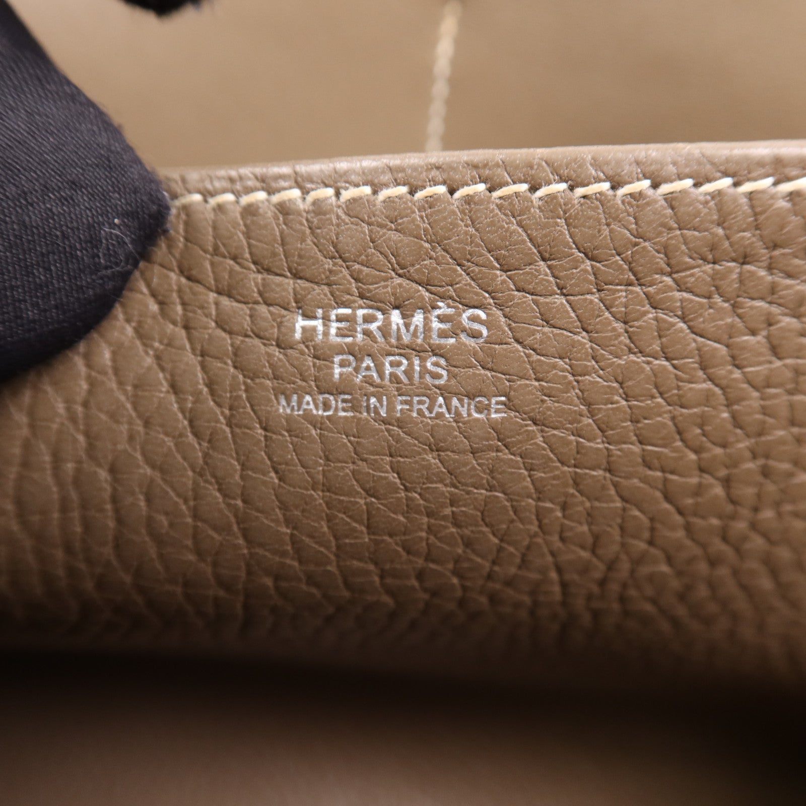 HERMES Clemence皮革Halzan 31銀扣手挽肩背兩用袋Etoupe