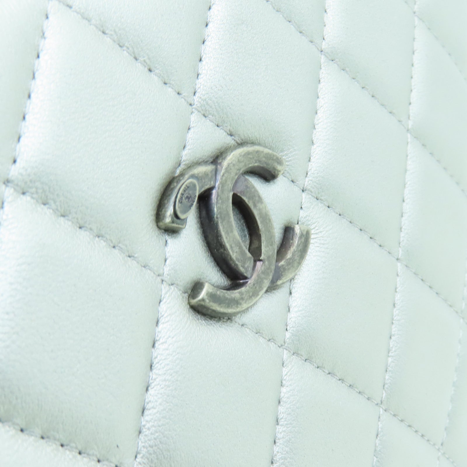 CHANEL **【激減優惠】菱格羊皮皮革Chain Shoulder Bag銀扣鏈帶肩背袋銀色