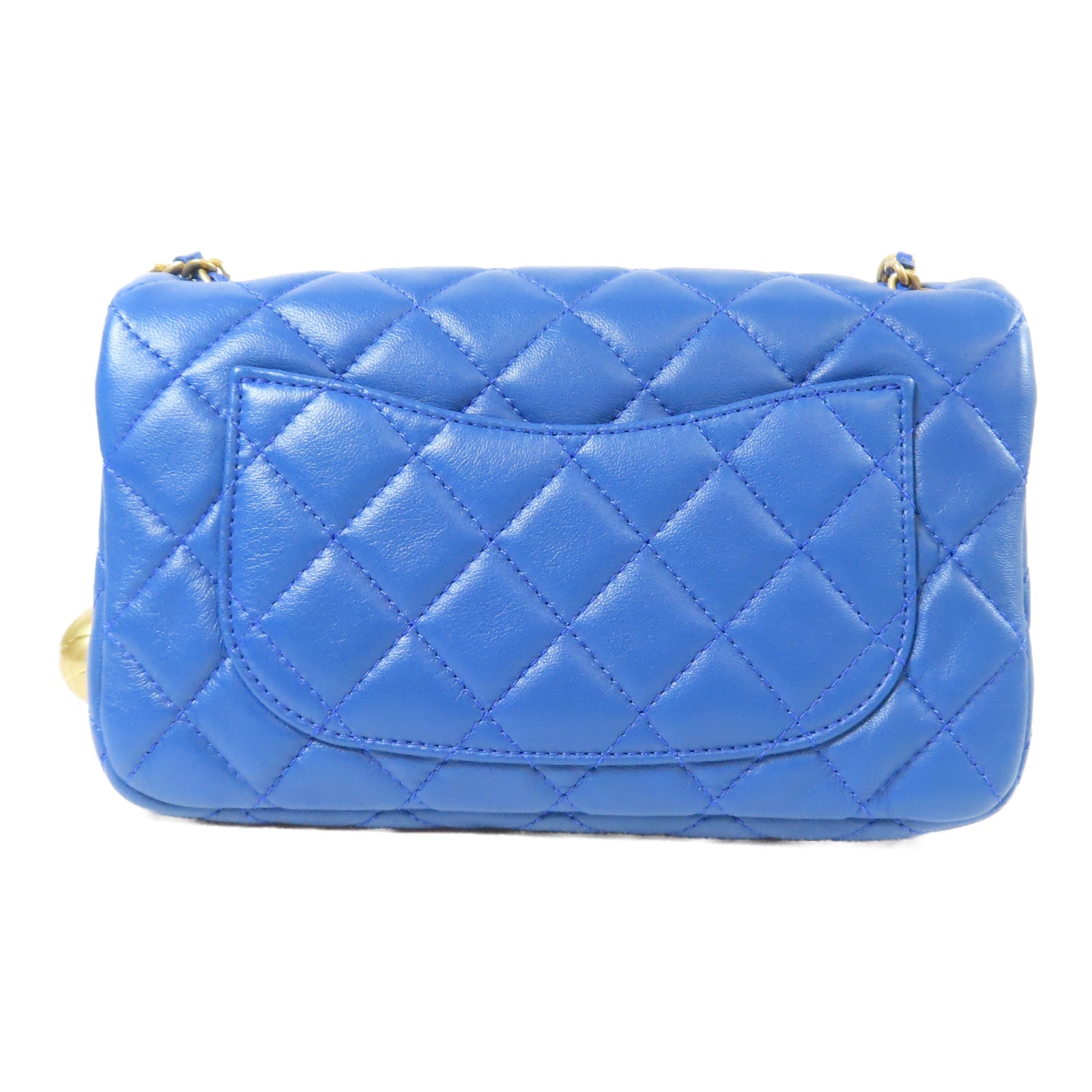CHANEL 【激減優惠】菱格羊皮皮革Classic Flap Mini Chain Bag金扣肩背袋藍色