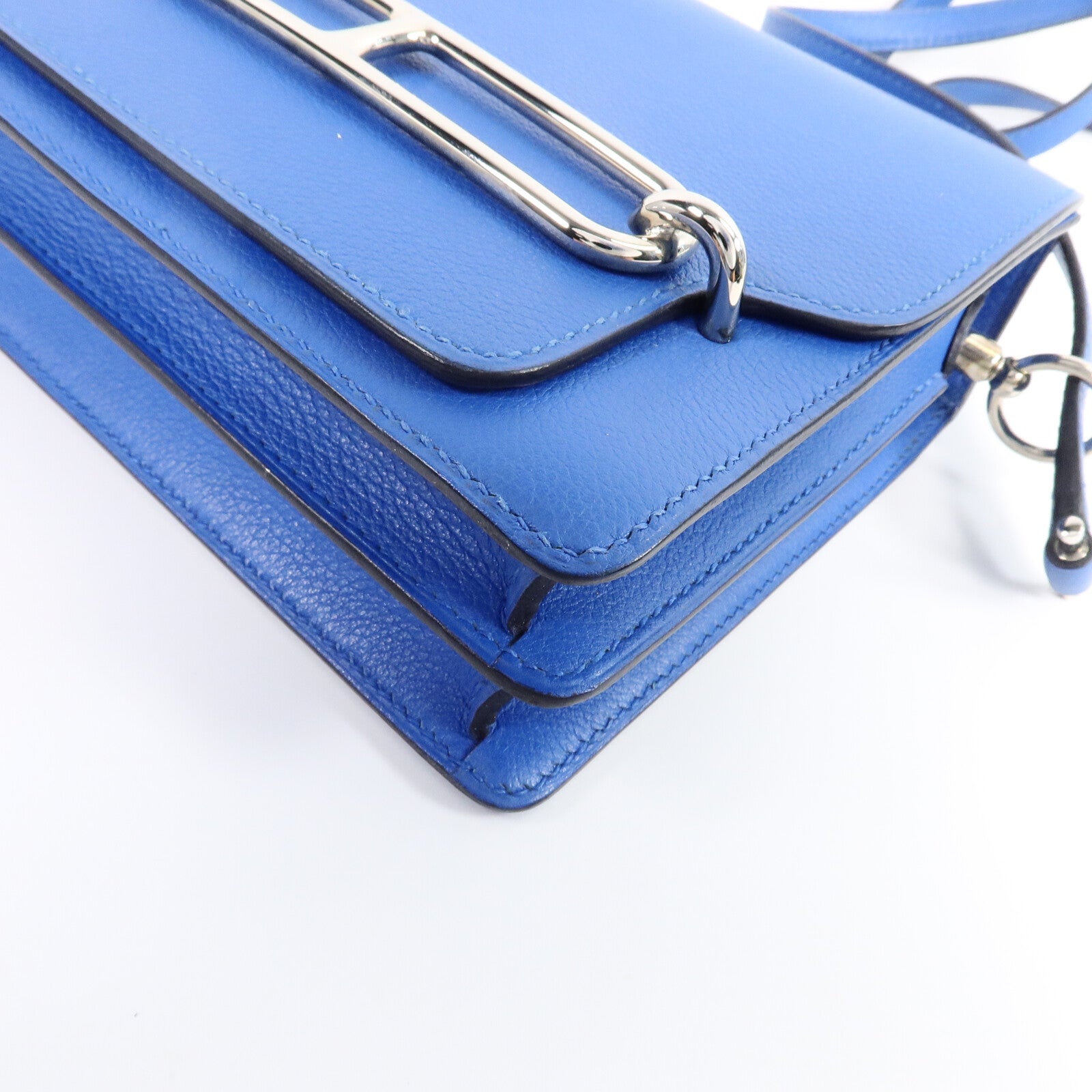 HERMES Evercolor皮革Mini Roulis肩背袋Bleu Hydra