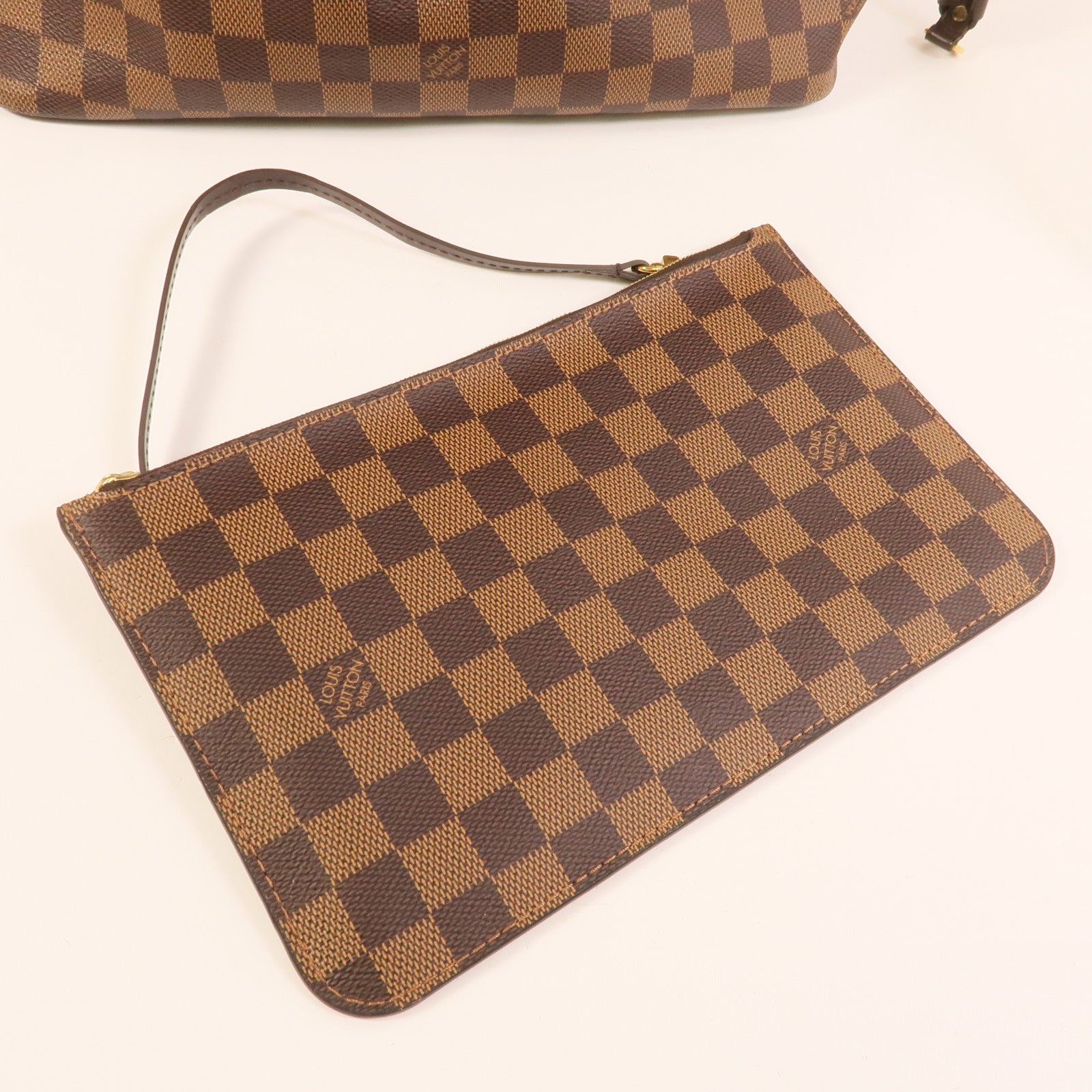 LOUIS VUITTON Damier Neverfull MM金扣手挽袋/肩背袋