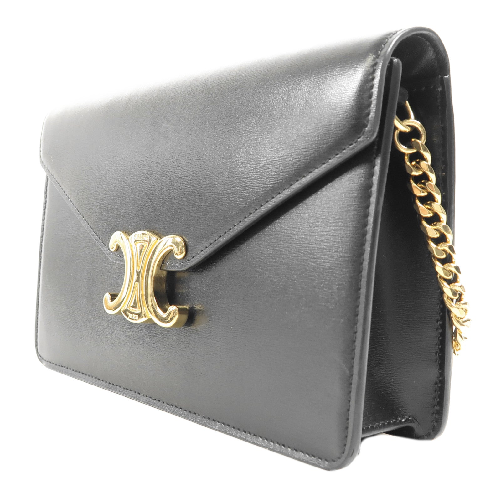 CELINE 牛皮皮革Margo Triomphe Chain金扣鏈帶肩背袋