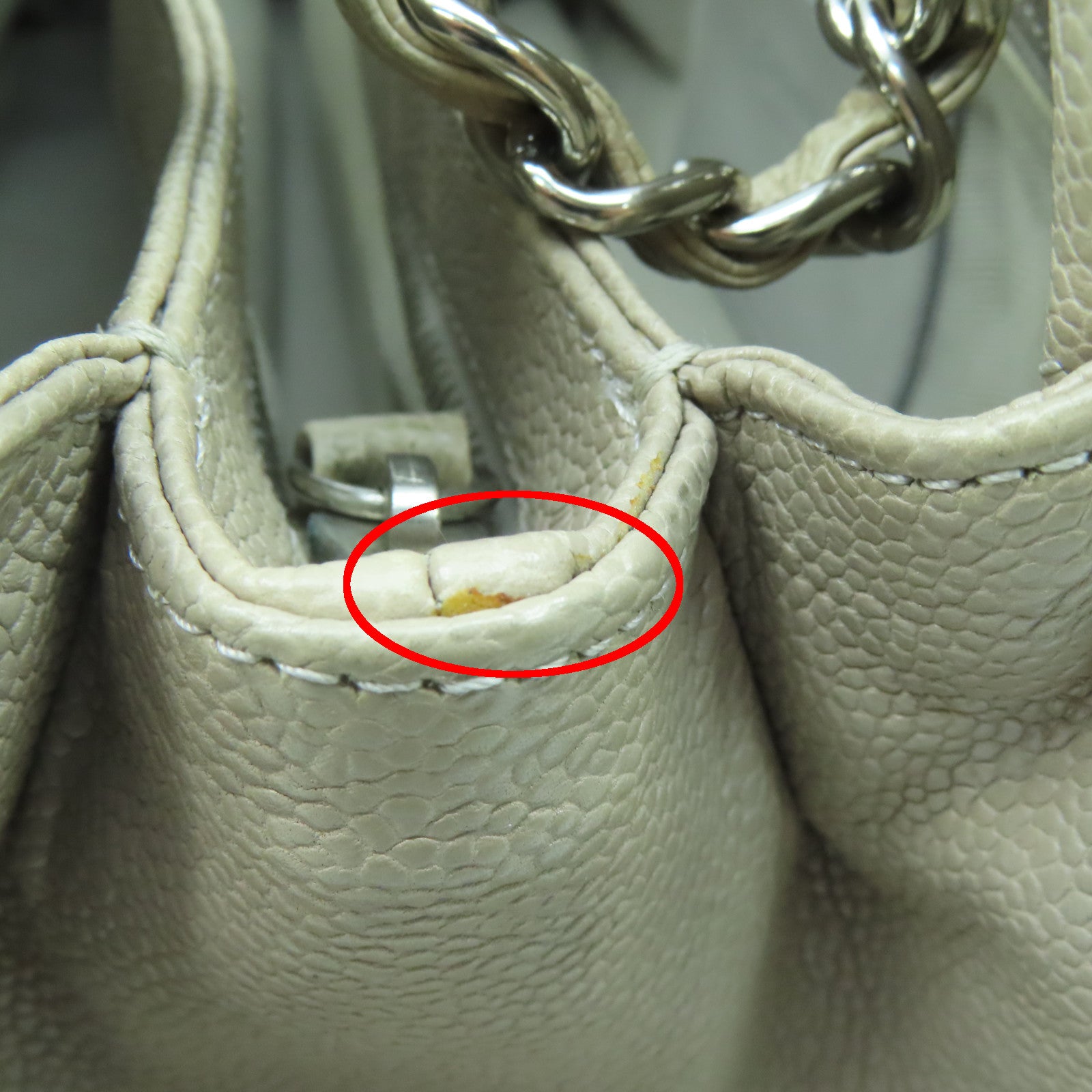 CHANEL rhombic cowhide leather Chain Shoulder silver buckle gray