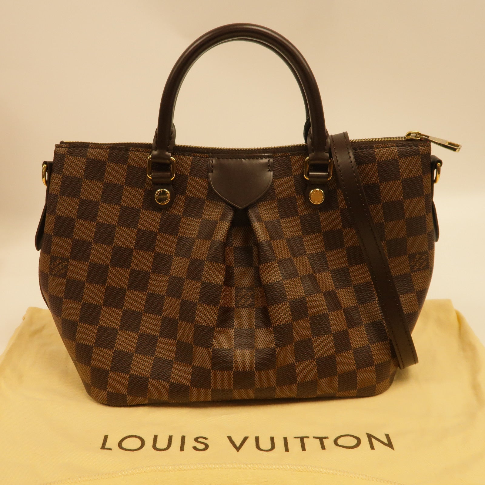 LOUIS VUITTON Damier Siena MM金扣手挽肩背兩用袋啡色