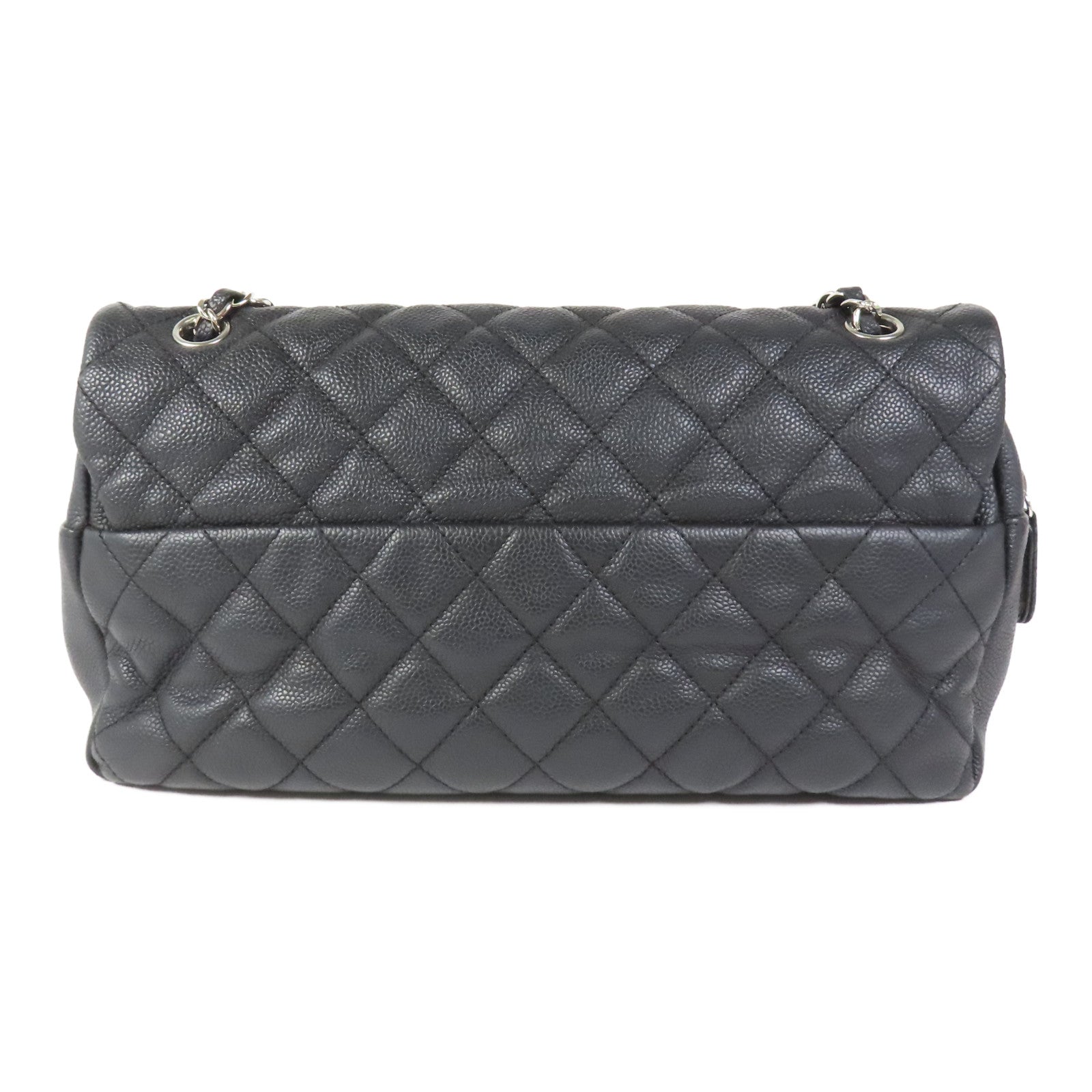 CHANEL 牛皮皮革Flap Bag銀扣鏈帶肩背袋
