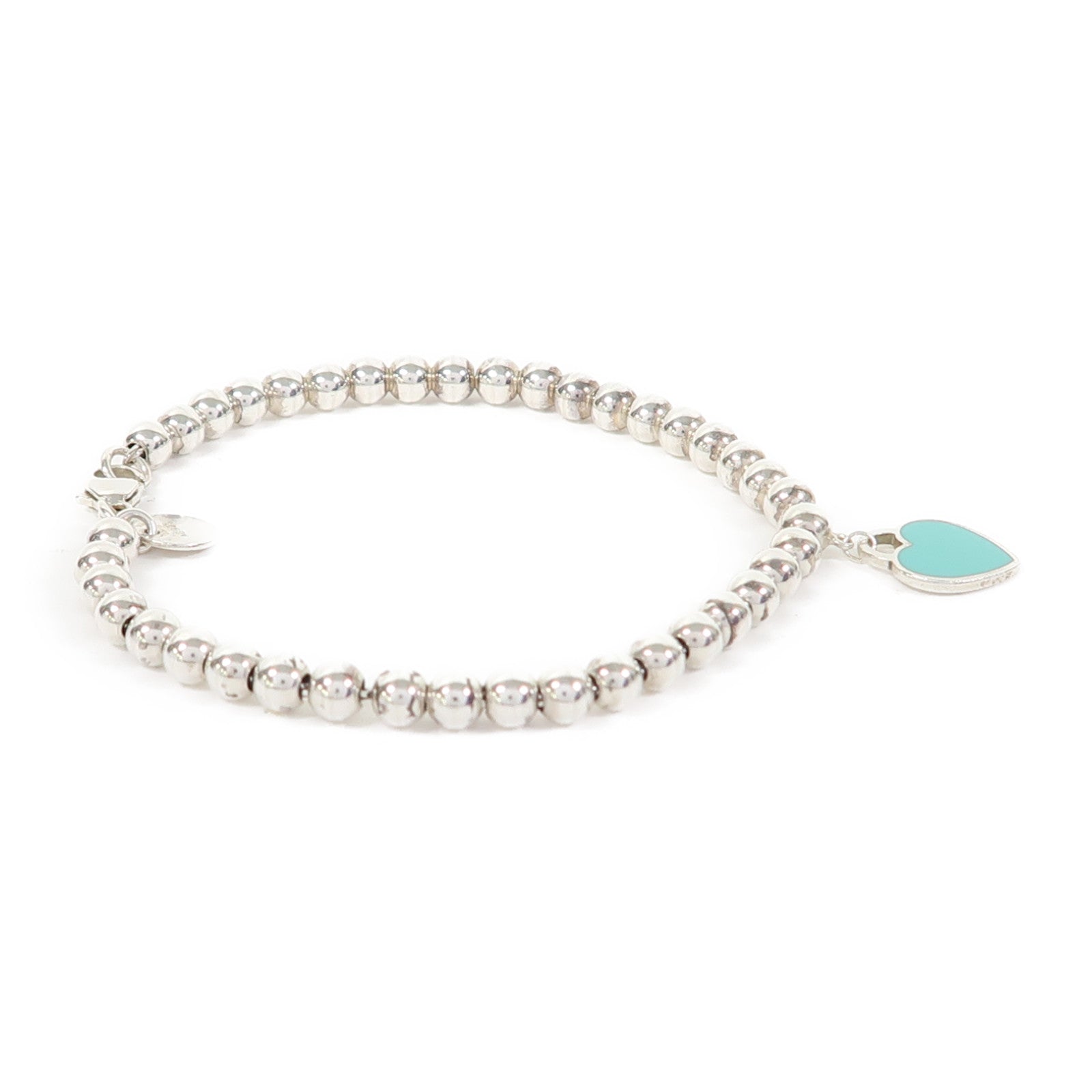TIFFANY＆CO 925純銀Heart Tag Bead Bracelet手鏈
