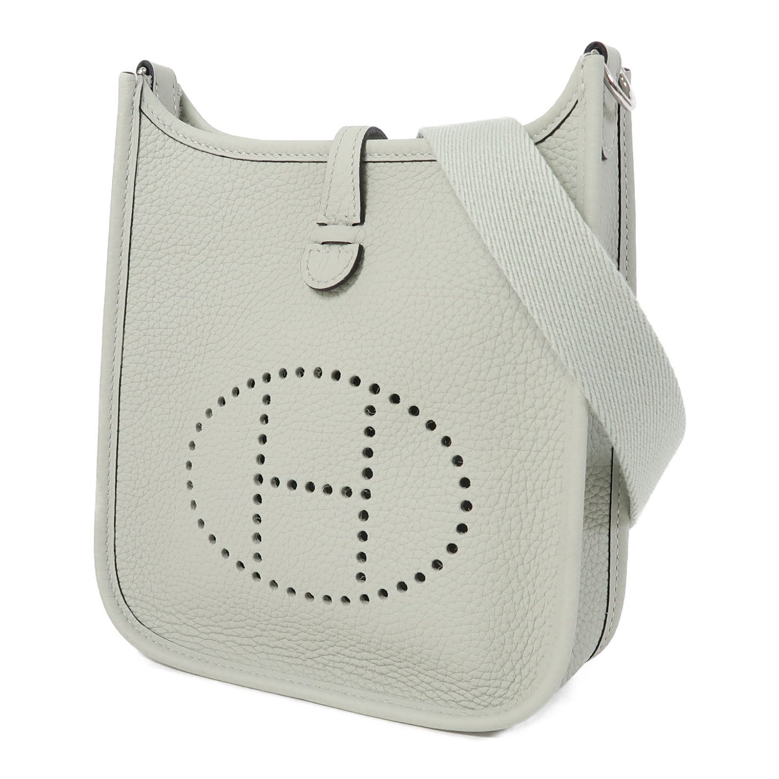 HERMES Clemence皮革Evelyne TPM銀扣肩背袋灰色