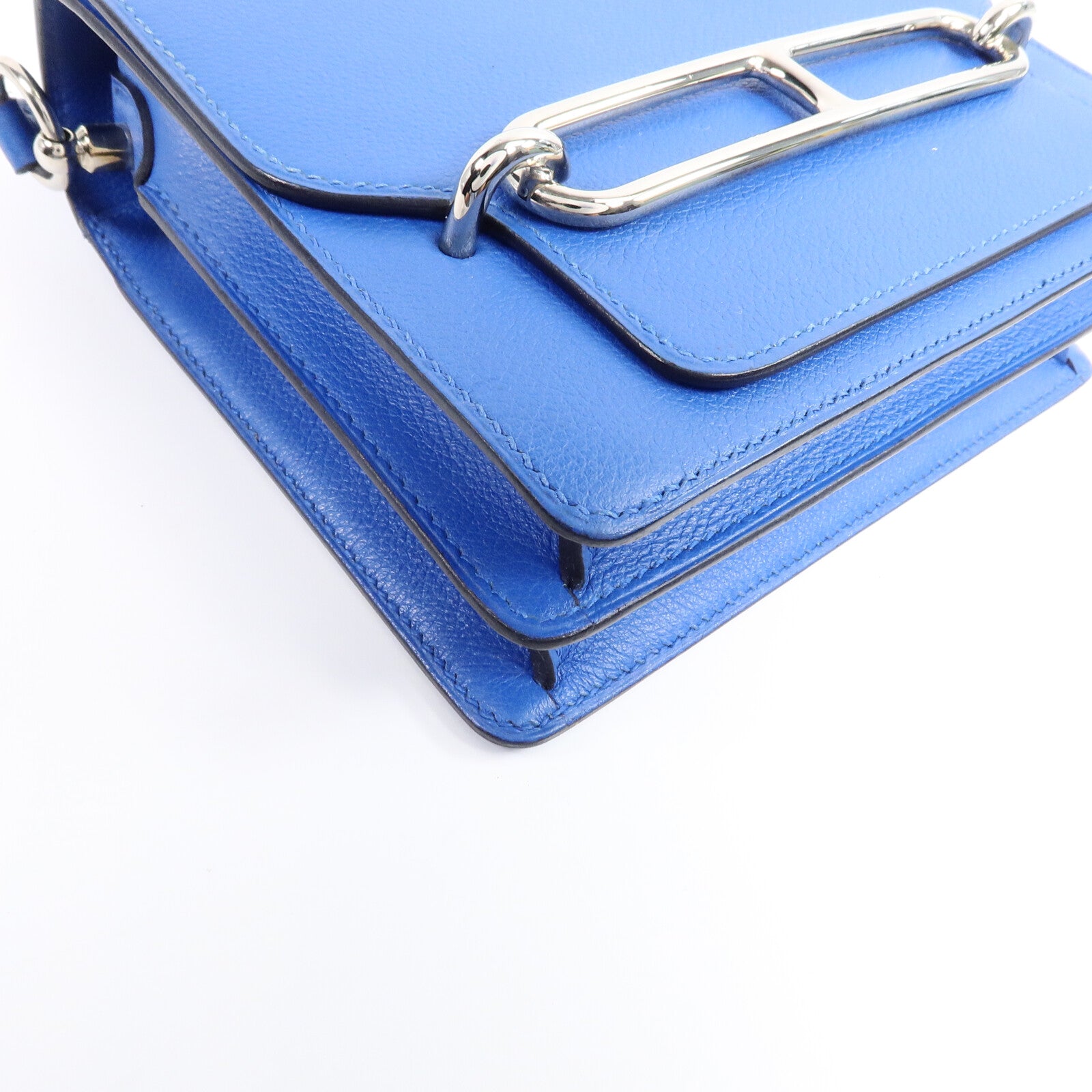 HERMES Evercolor皮革Mini Roulis肩背袋Bleu Hydra
