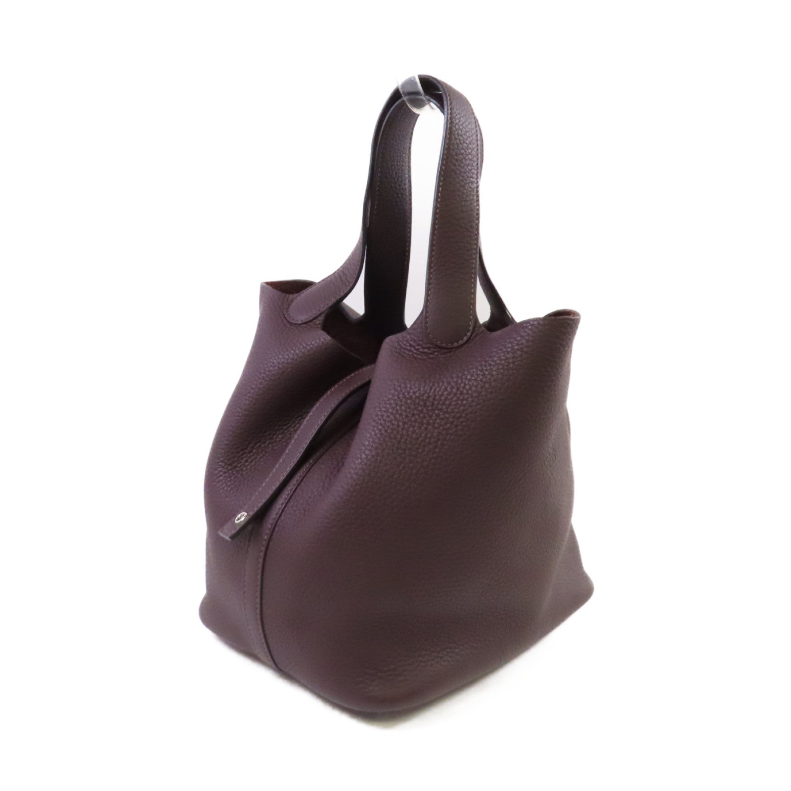 HERMES Clemence皮革Picotin MM Tote Bag銀扣手挽袋Rouge Sellier/馬鞍紅色