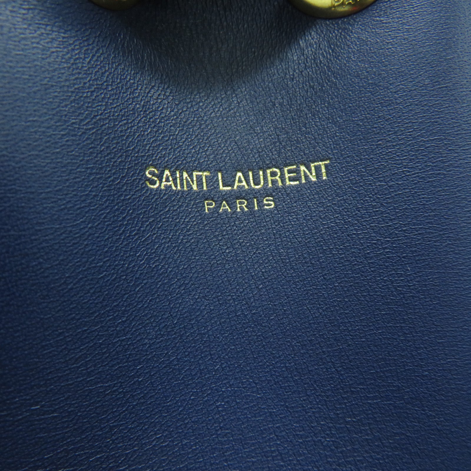 YVES SAINT LAURENT 【清倉大減價】牛皮皮革Bucket Bag金扣手挽肩背兩用袋藍色