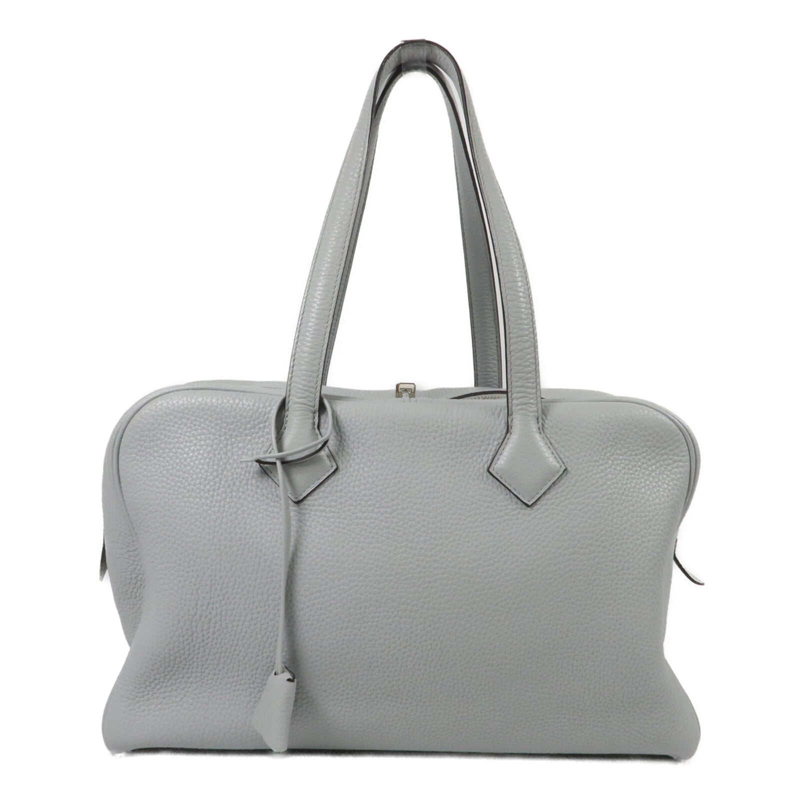 HERMES Clemence皮革Victoria 35手挽袋Bleu Pale