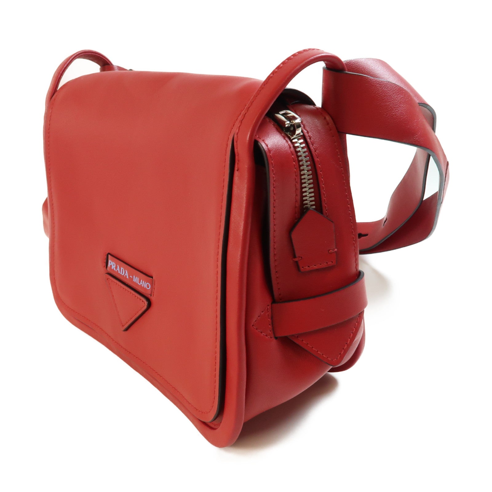 PRADA 牛皮皮革Etiquette Bag金扣肩背袋