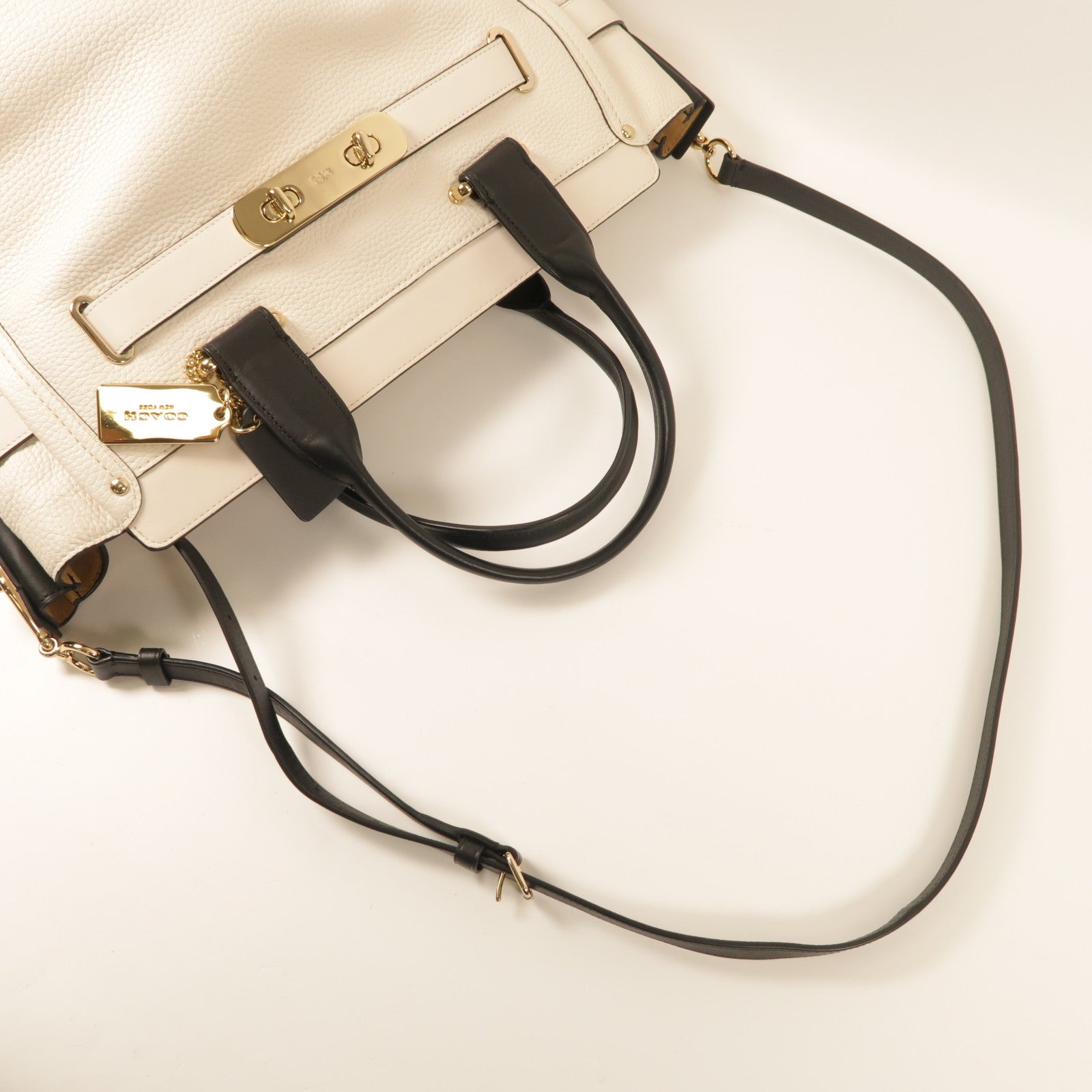 COACH 牛皮皮革Shoulder Bag金扣手挽肩背兩用袋