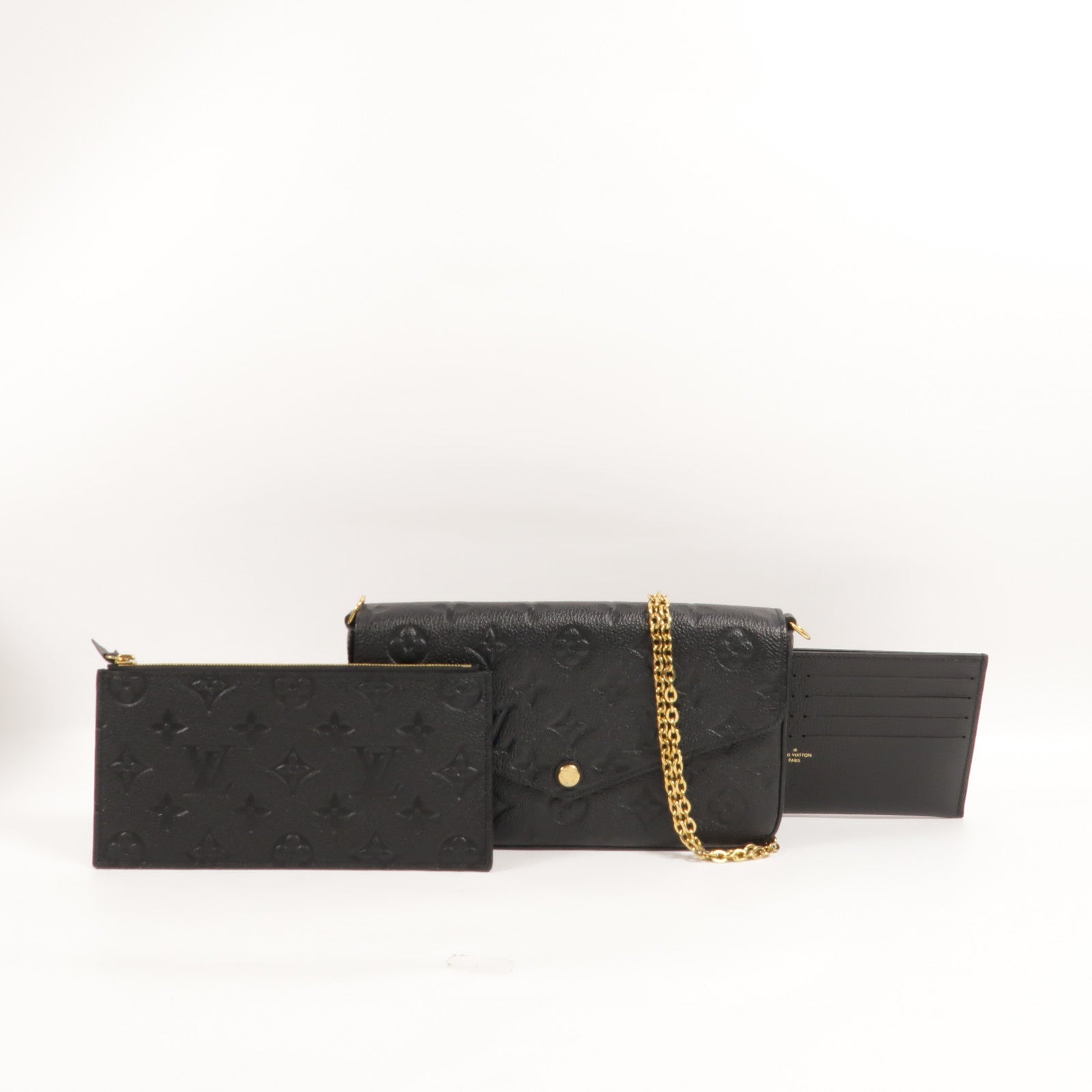LOUIS VUITTON Monogram Empreinte Felicie Pochette 金扣鏈帶肩背袋