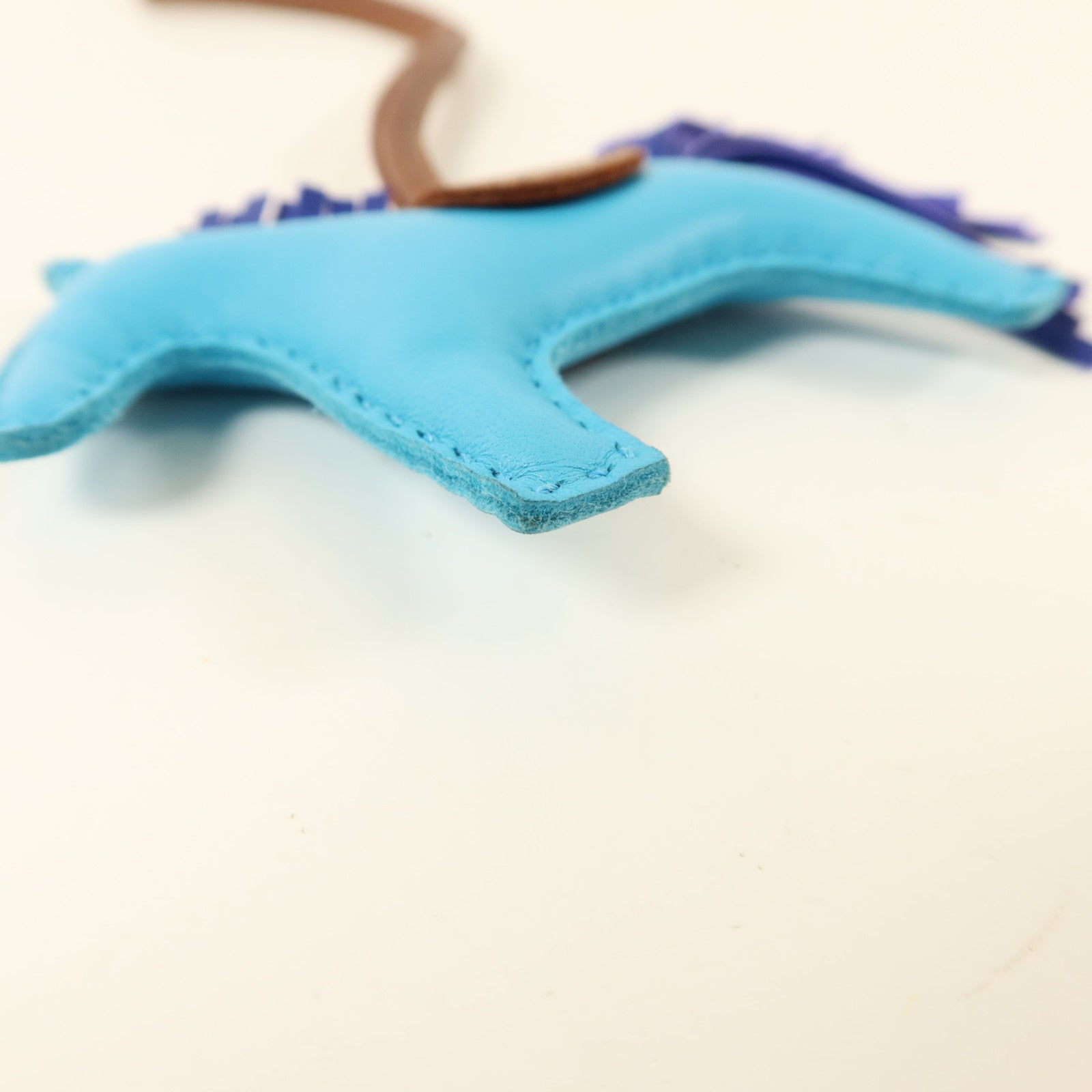 HERMES Milo皮革Rodeo PM掛飾Bleu Azteque/Bleu Electrique/Fauve