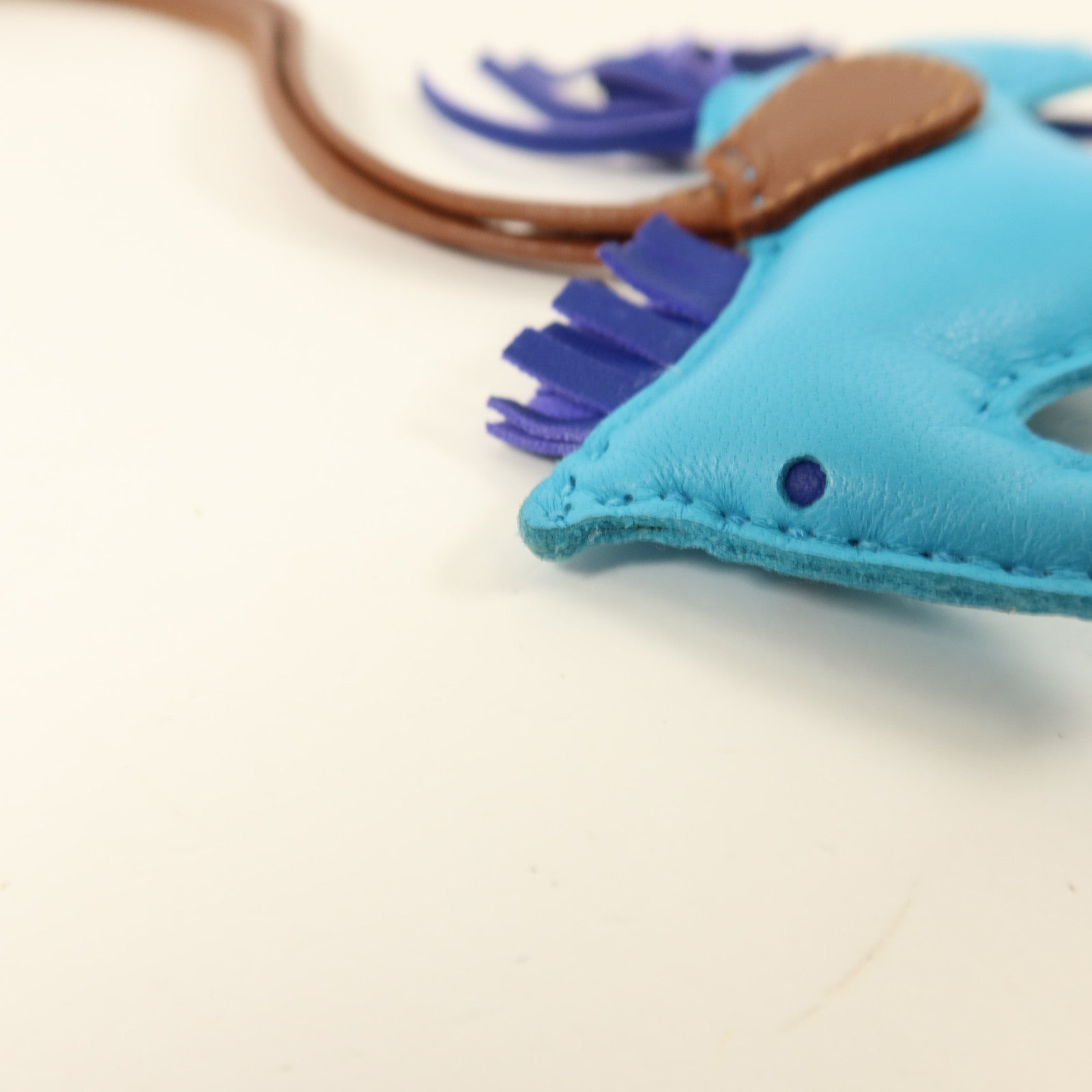 HERMES Milo皮革Rodeo PM掛飾Bleu Azteque/Bleu Electrique/Fauve