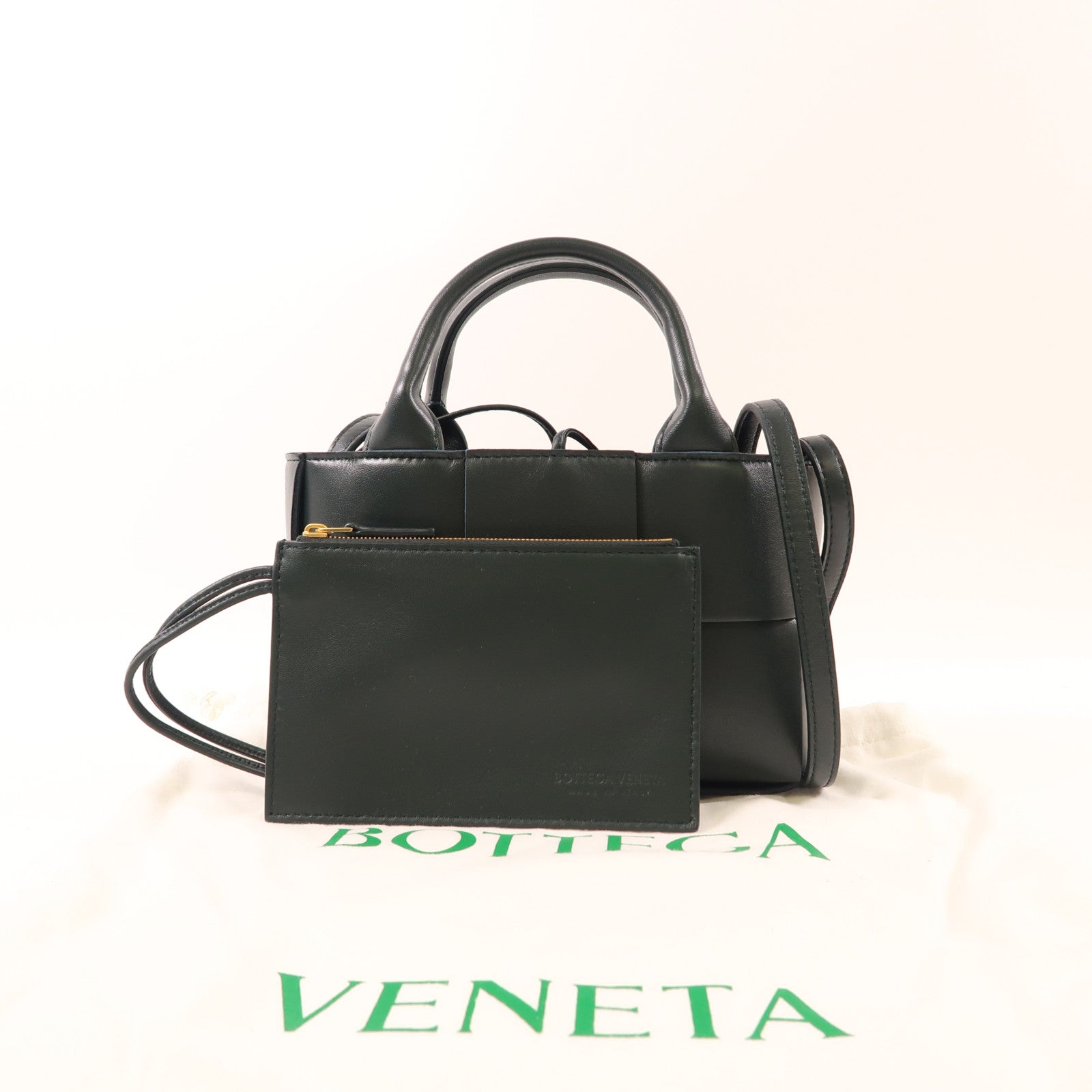 BOTTEGA VENETA GHW Arco Tote 2 Way Shoulder Bag 729029 VCQC2 Leather Green