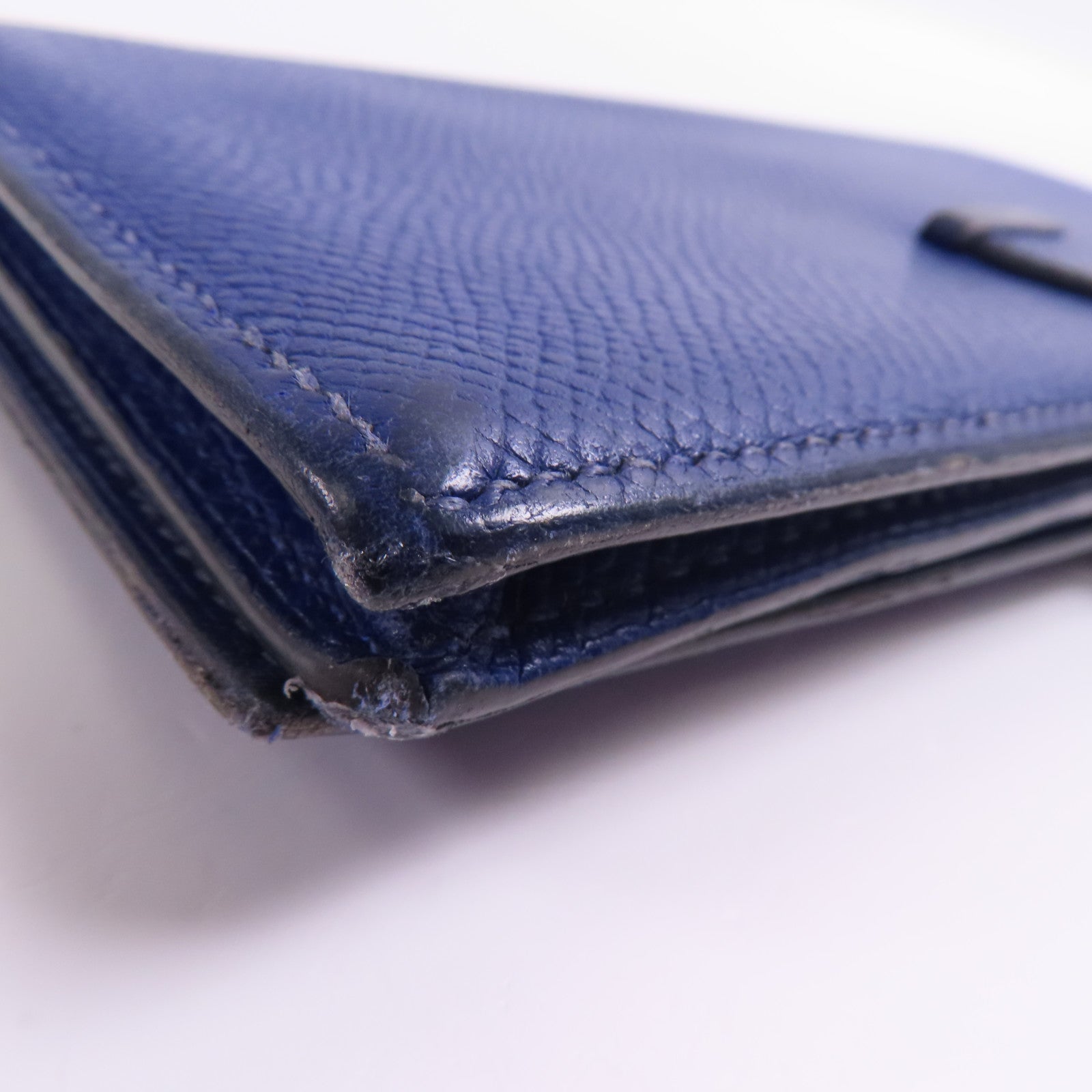 HERMES Epsom皮革Bearn Long Wallet銀扣長錢包Bleu Electrique