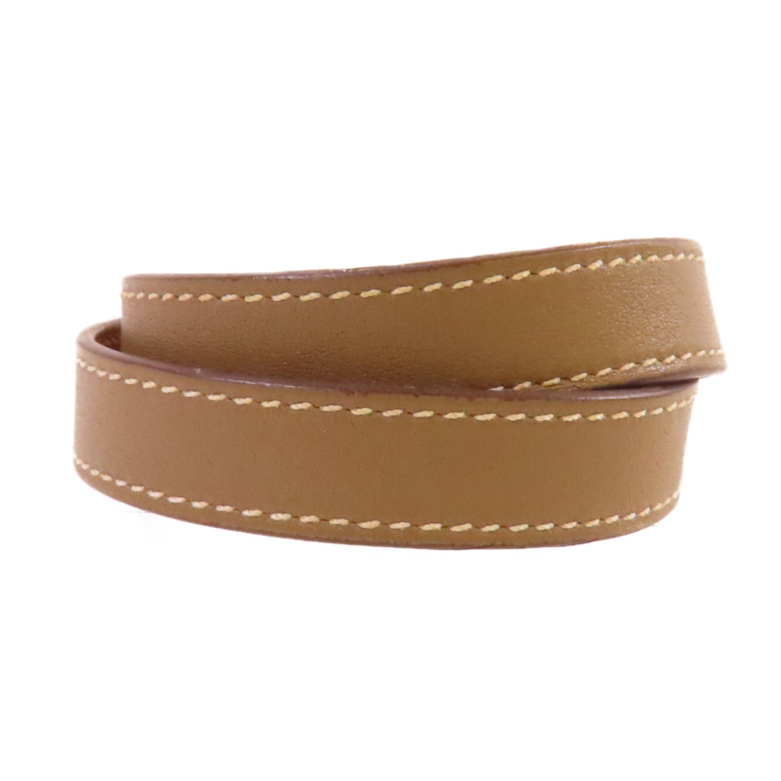 HERMES Swift皮革Kelly Double Tour Bracelet金扣手鐲啡色#T3