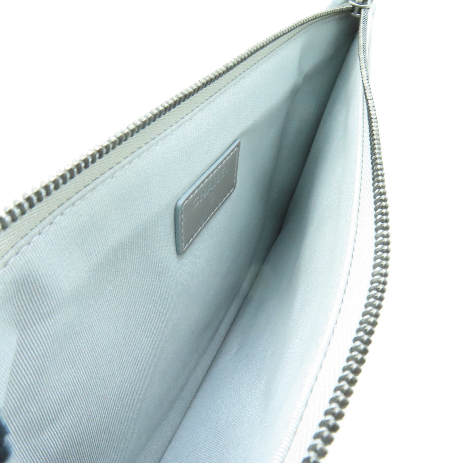 CHANEL **【激減優惠】菱格羊皮皮革Chain Shoulder Bag銀扣鏈帶肩背袋銀色