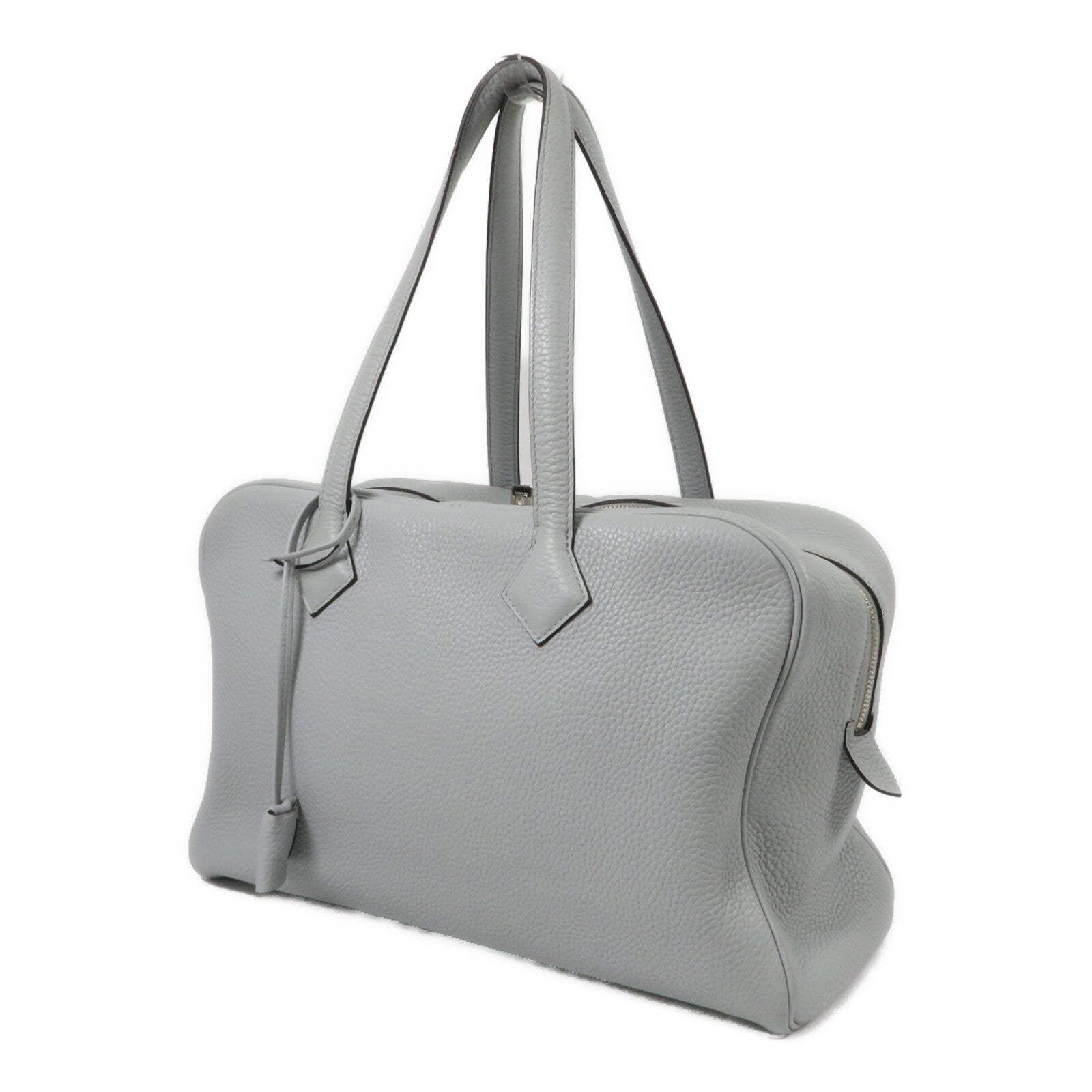HERMES Clemence皮革Victoria 35手挽袋Bleu Pale