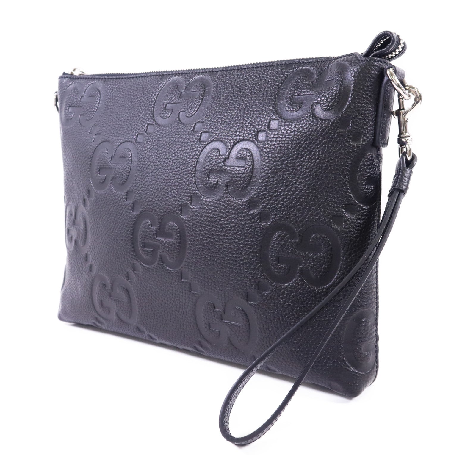 GUCCI 牛皮皮革Jumbo GG銀扣肩背袋