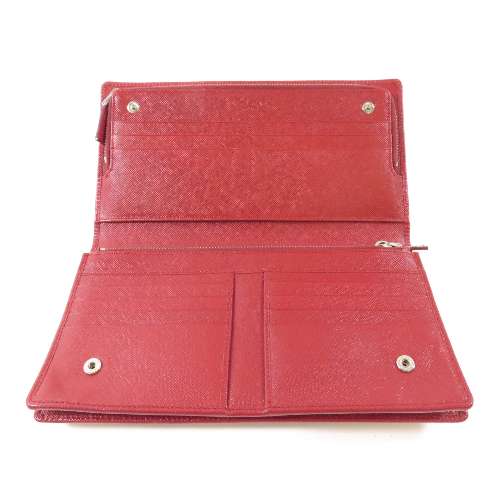 PRADA 【激減優惠】牛皮皮革Long Bifold Wallet銀扣長錢包