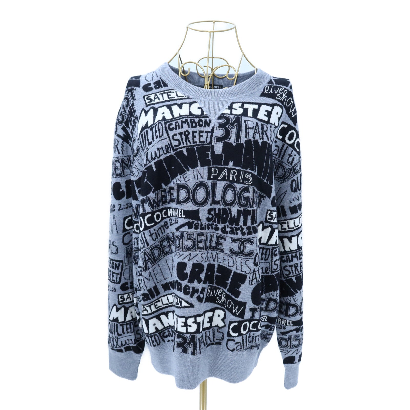 CHANEL Wool Graffiti Knit Sweater針織
