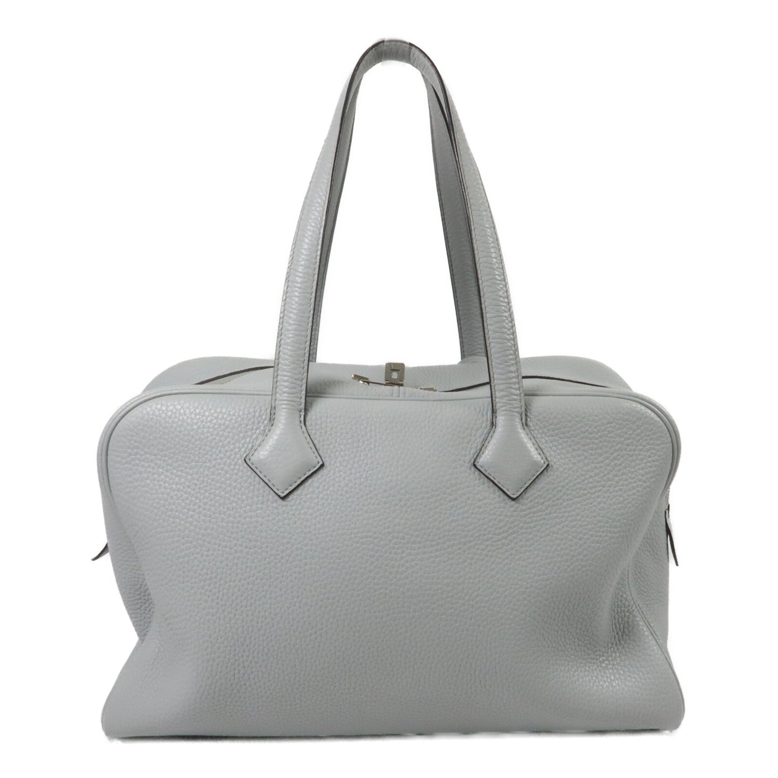 HERMES Clemence皮革Victoria 35手挽袋Bleu Pale