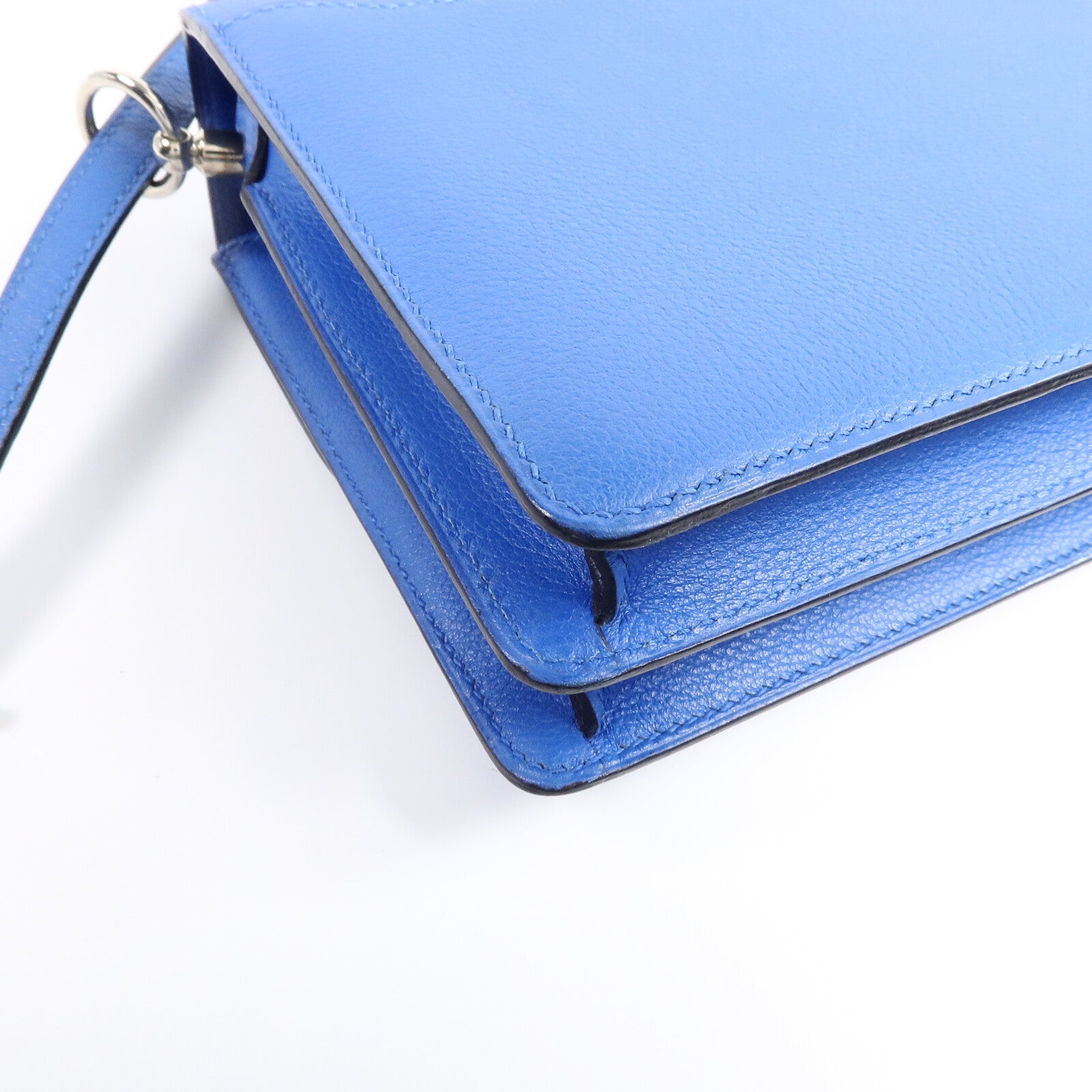 HERMES Evercolor皮革Mini Roulis肩背袋Bleu Hydra