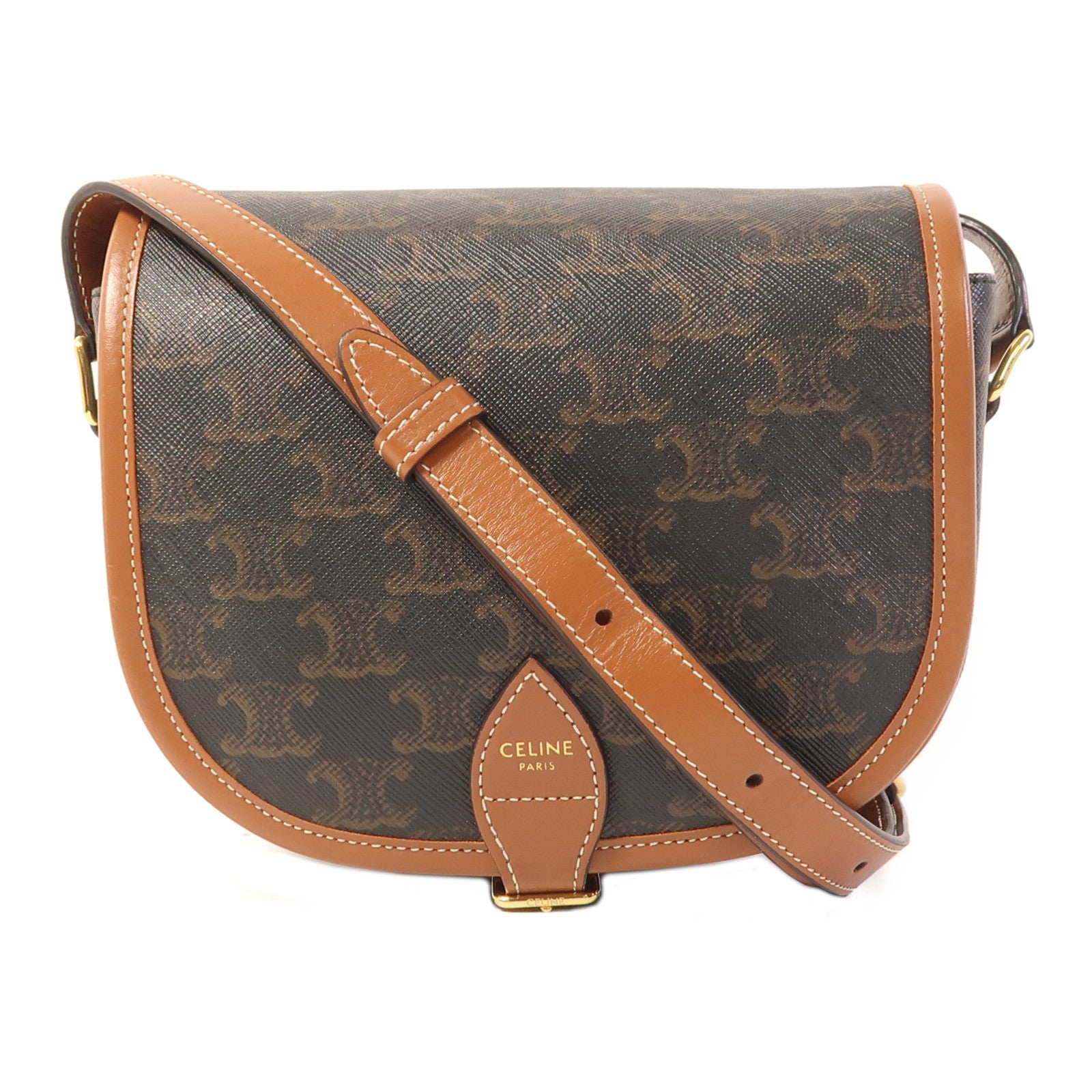 CELINE 塗層帆布Folco金扣肩背袋