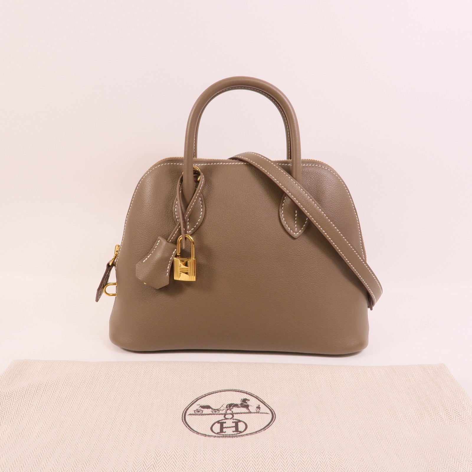 HERMES Evercolor皮革Bolide 25手挽肩背兩用袋Etoupe