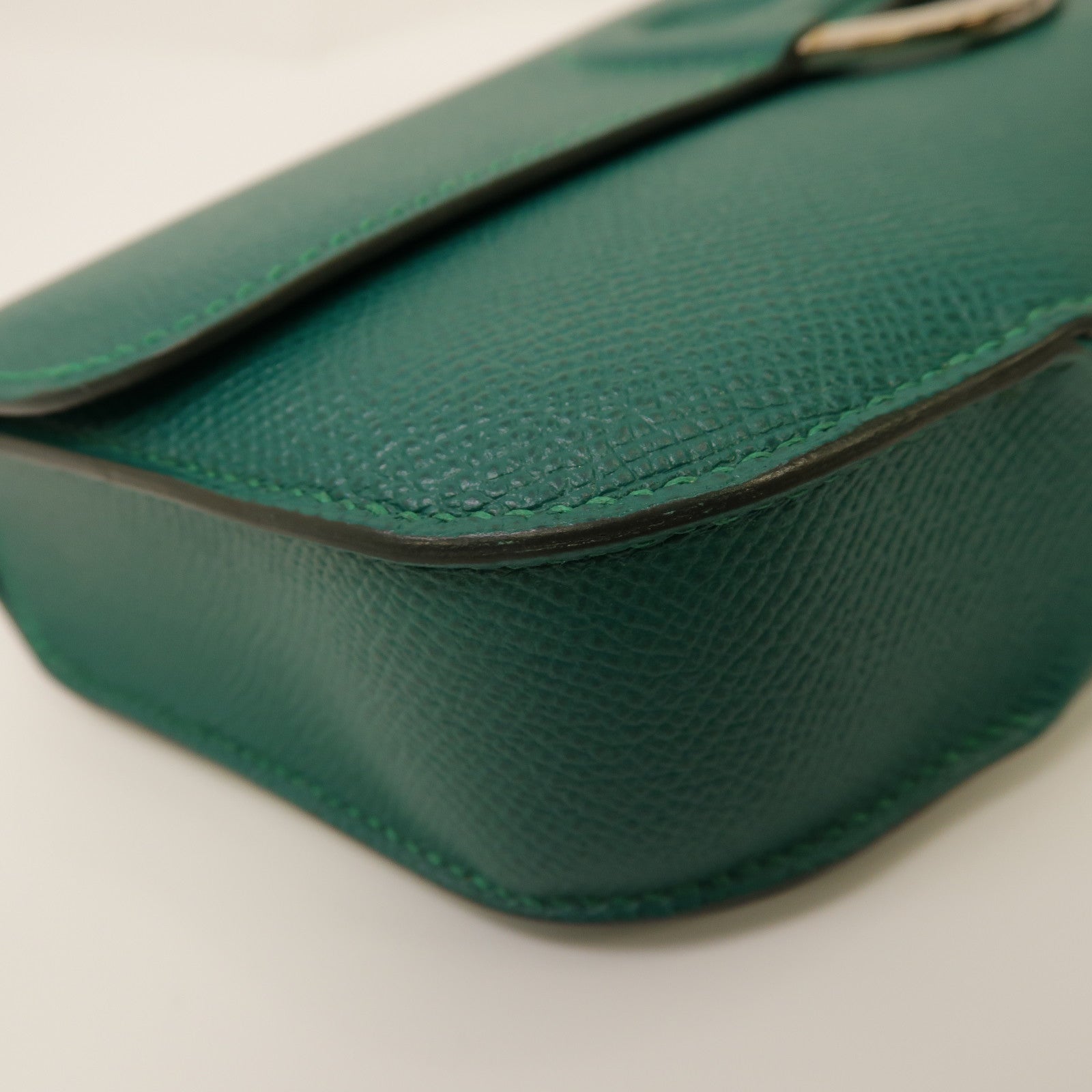 HERMES 【激減優惠】Epsom皮革Cherche Midi 22金扣手拿包孔雀綠色
