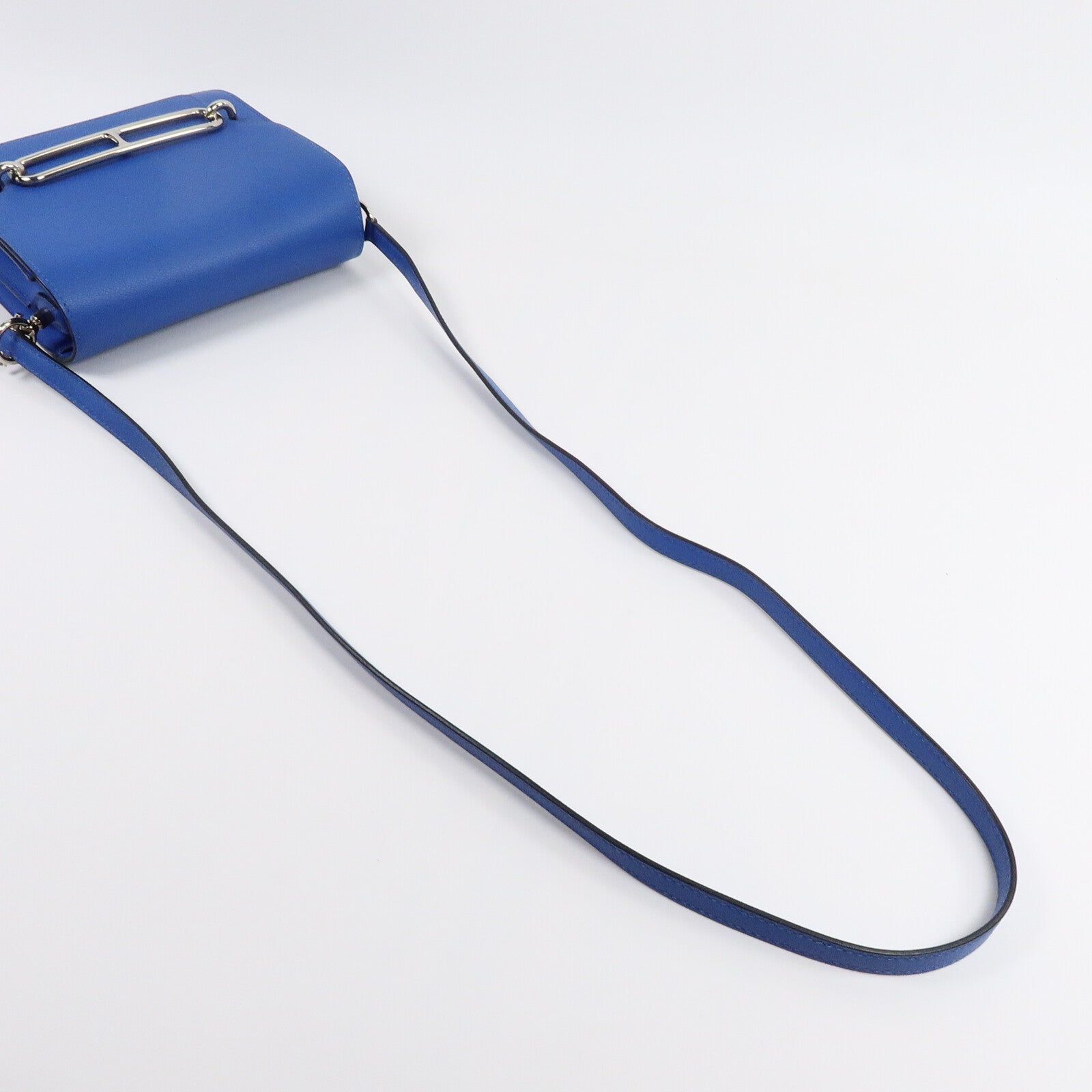 HERMES Evercolor皮革Mini Roulis肩背袋Bleu Hydra
