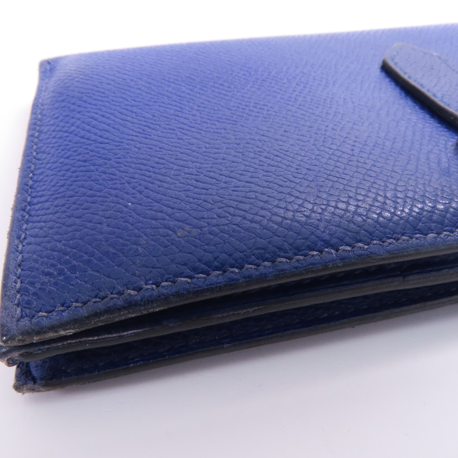 HERMES Epsom皮革Bearn Long Wallet銀扣長錢包Bleu Electrique