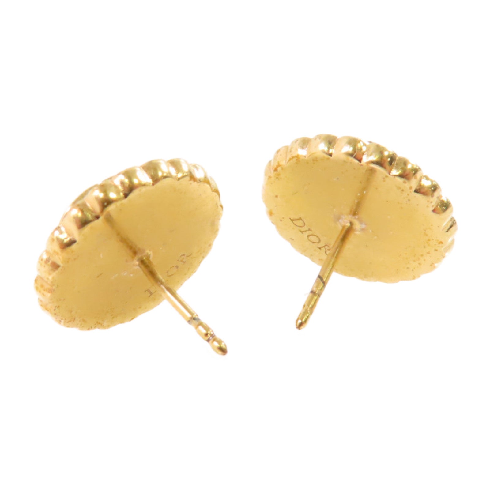 Dior 金屬/水鑽Dior Earrings金扣耳環粉紅色/金色