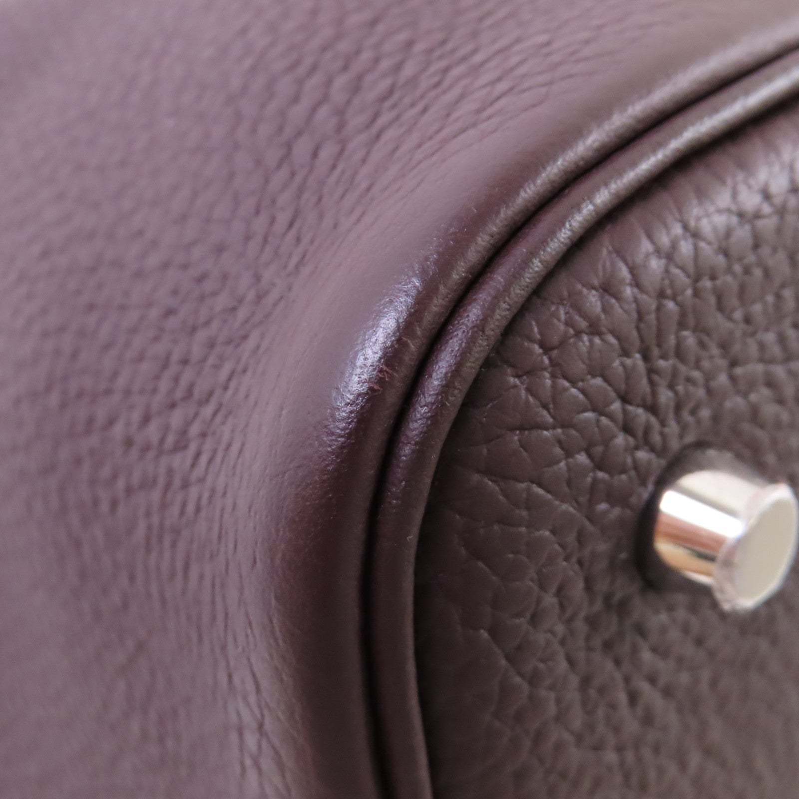 HERMES Clemence皮革Picotin MM Tote Bag銀扣手挽袋Rouge Sellier/馬鞍紅色