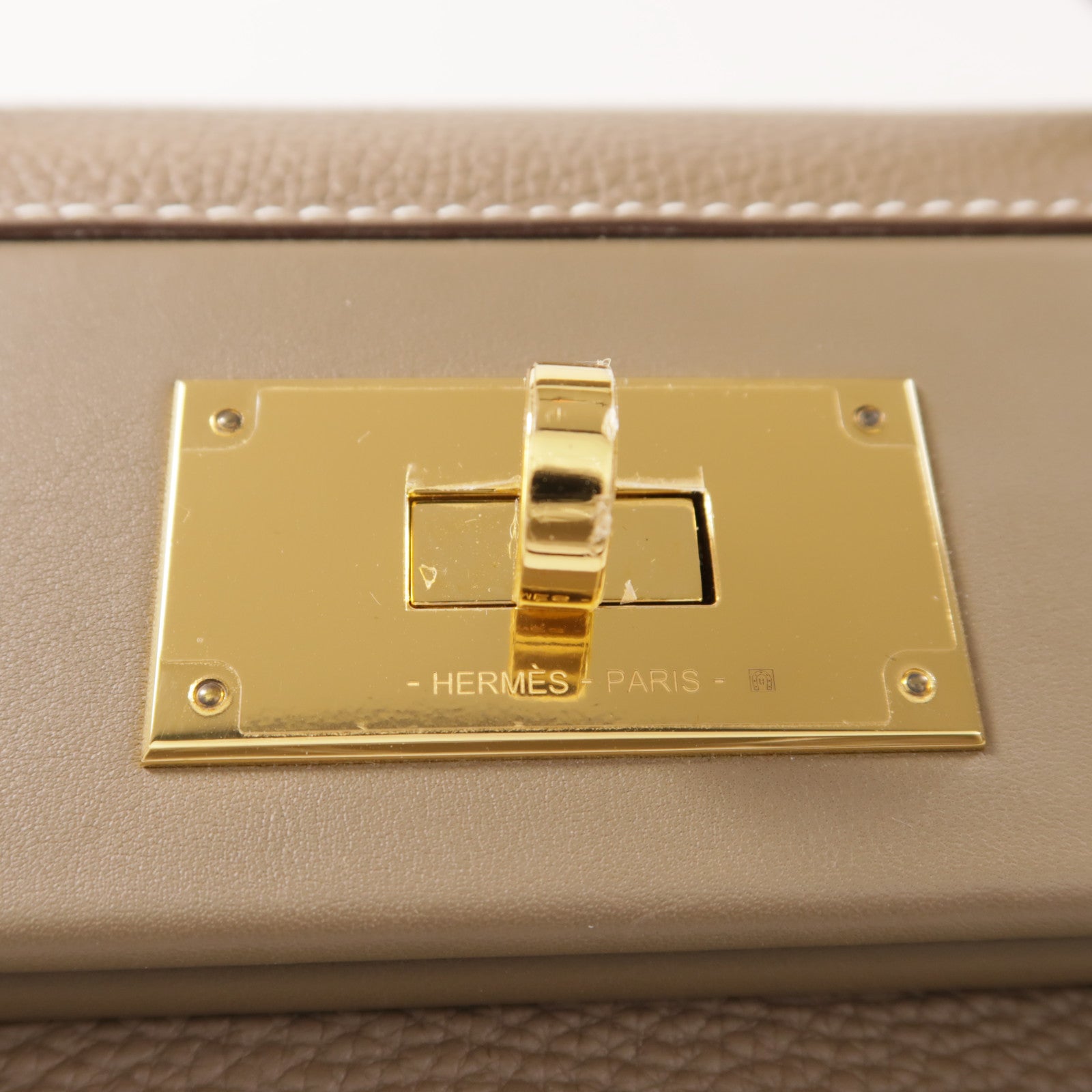 HERMES Togo皮革/Swift皮革24/24 29cm金扣手挽肩背兩用袋大象灰色